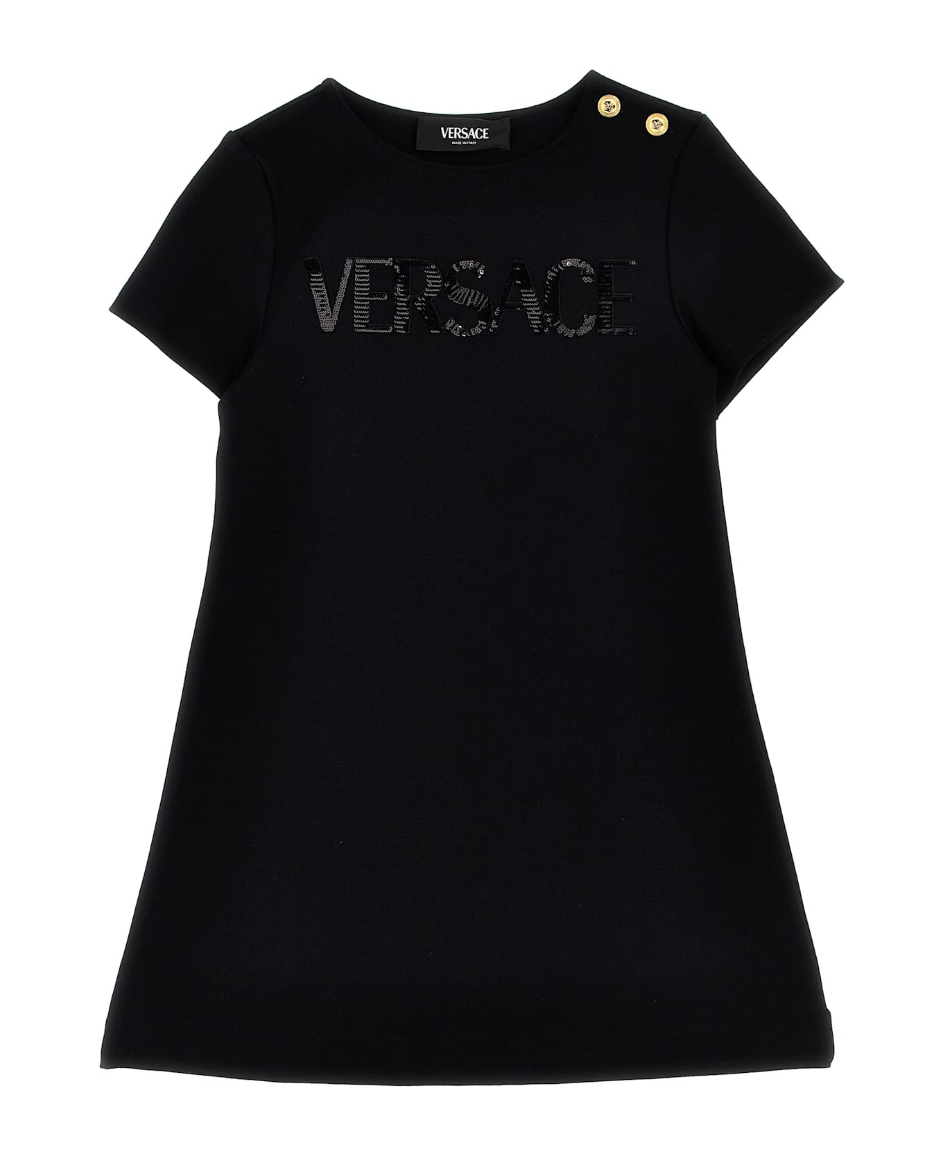 Versace Sequin Logo Dress - Black  