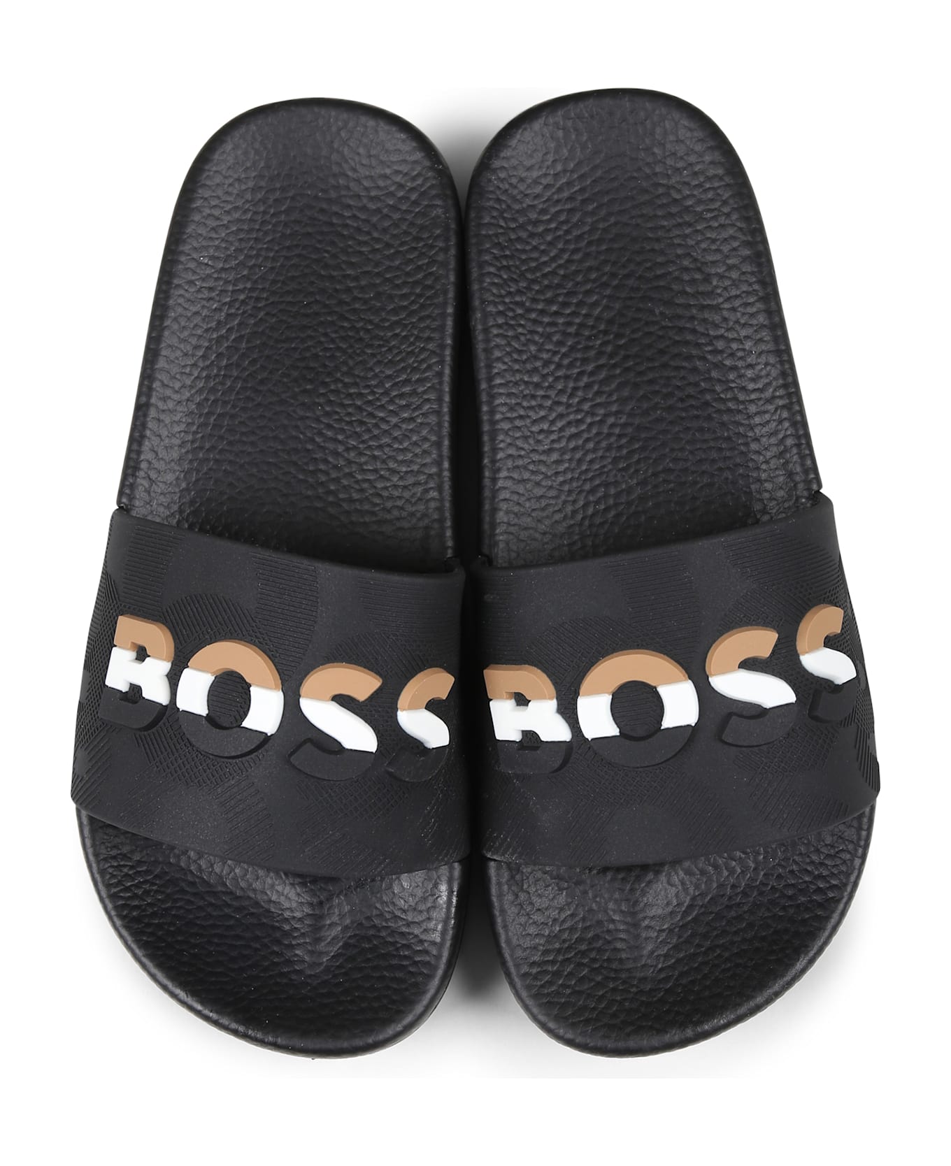 Hugo Boss Black Slippers For Boy With Logo - Black