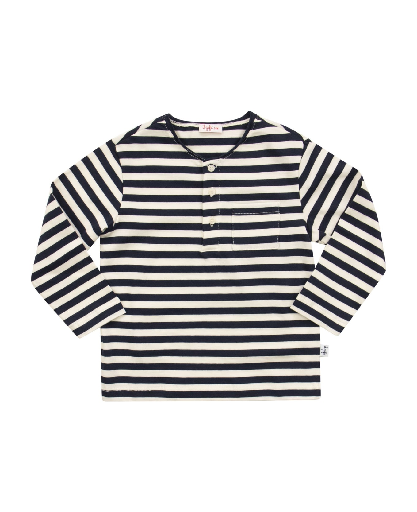 Il Gufo Striped T-shirt With Long Sleeves - White/blue