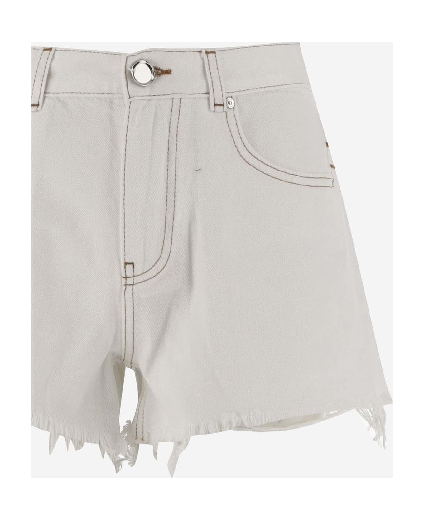 Pinko Cotton Denim Shorts - White