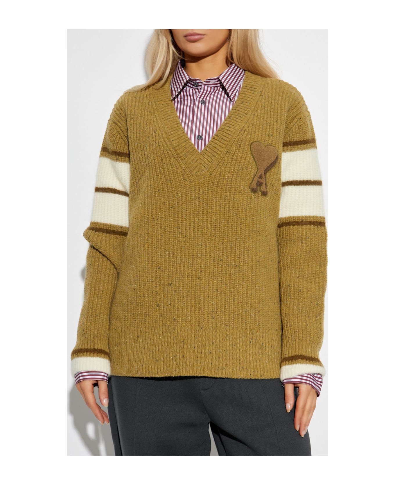Ami Alexandre Mattiussi Wool Sweater With Logo - GREEN