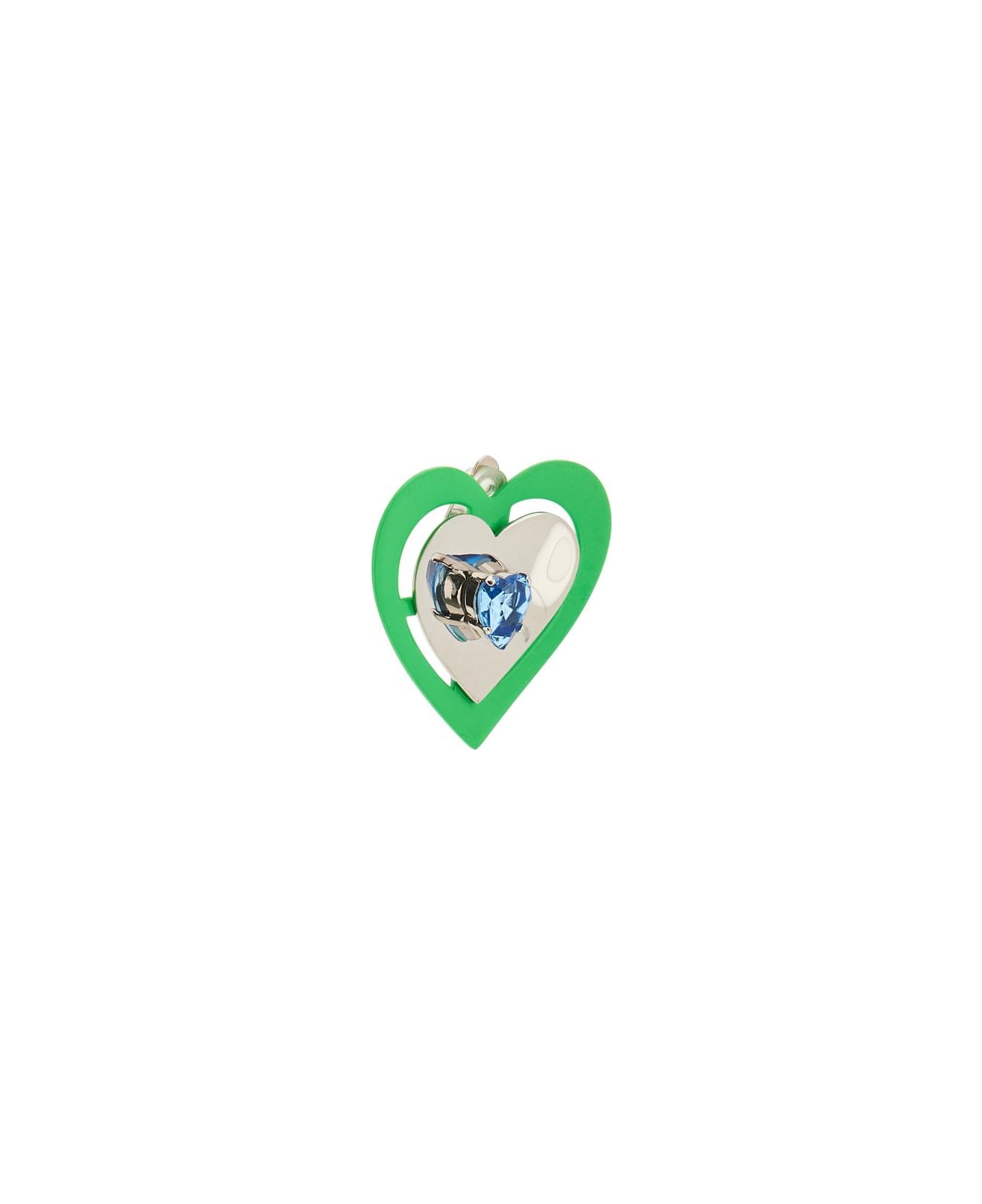 SafSafu 'green Neon Heart' Clip-on Earrings - SILVER/GREEN