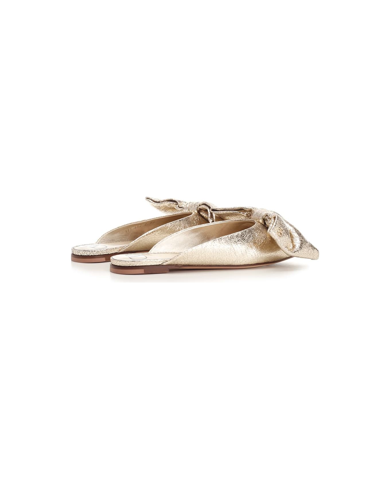 Valentino Garavani Nappa Leather Pointed Mules - Gold