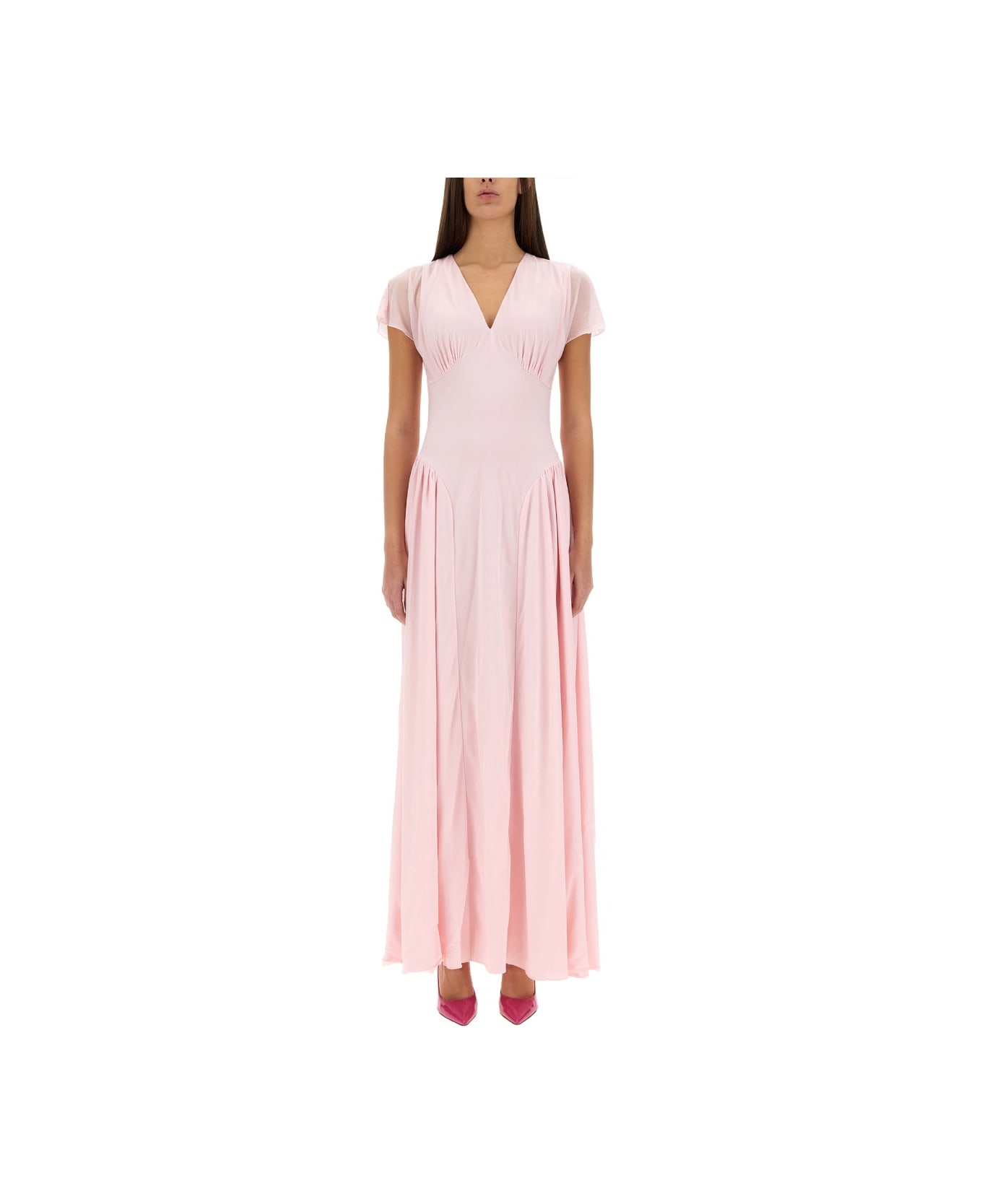 Rotate by Birger Christensen Long Dress With Drape - PINK