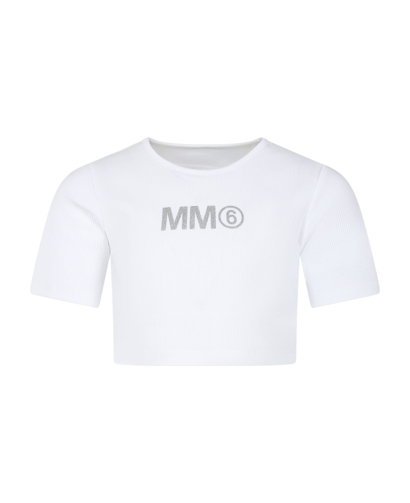 MM6 Maison Margiela White T-shirt For Girl With Logo - White