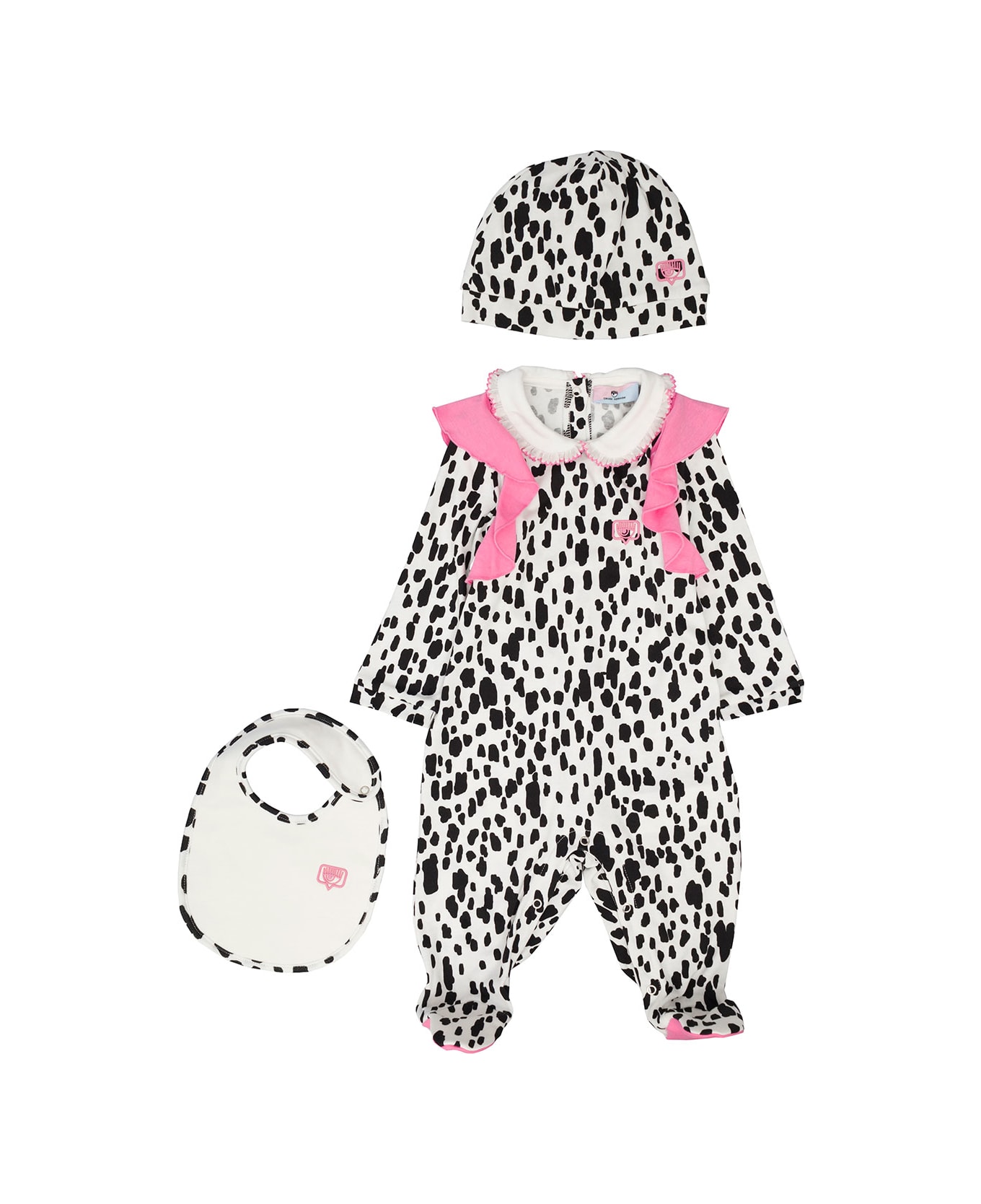 Chiara Ferragni Kids Baby's Leopard Set With Bib And Cream Hat - Multicolor