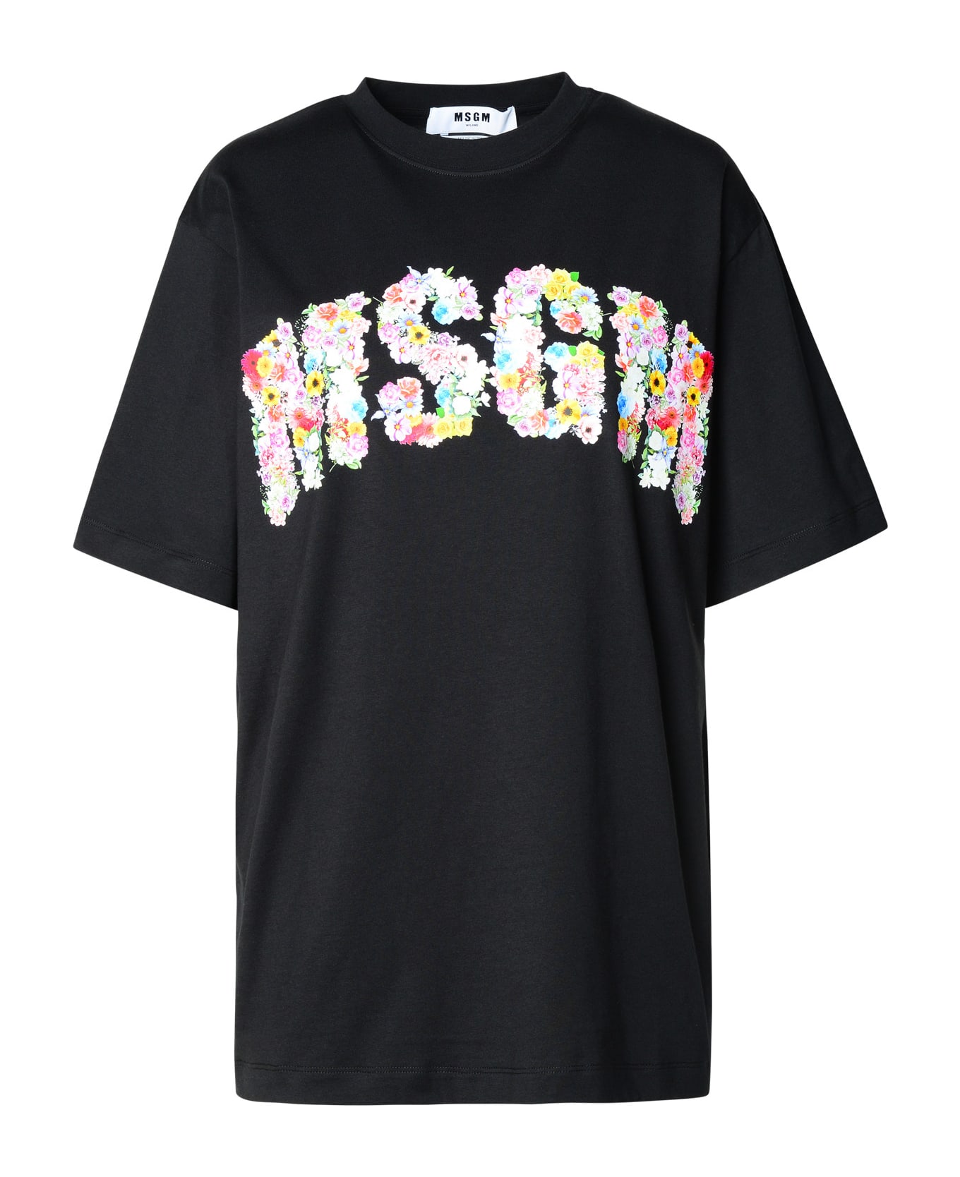 MSGM Black Cotton T-shirt - Black Tシャツ