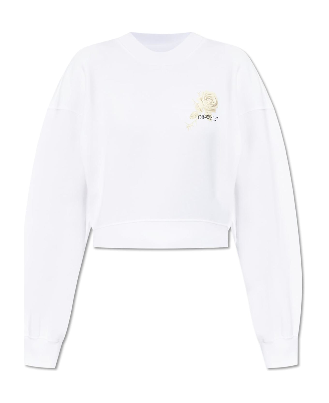 Off-White Cropped Sweatshirt With Print - White