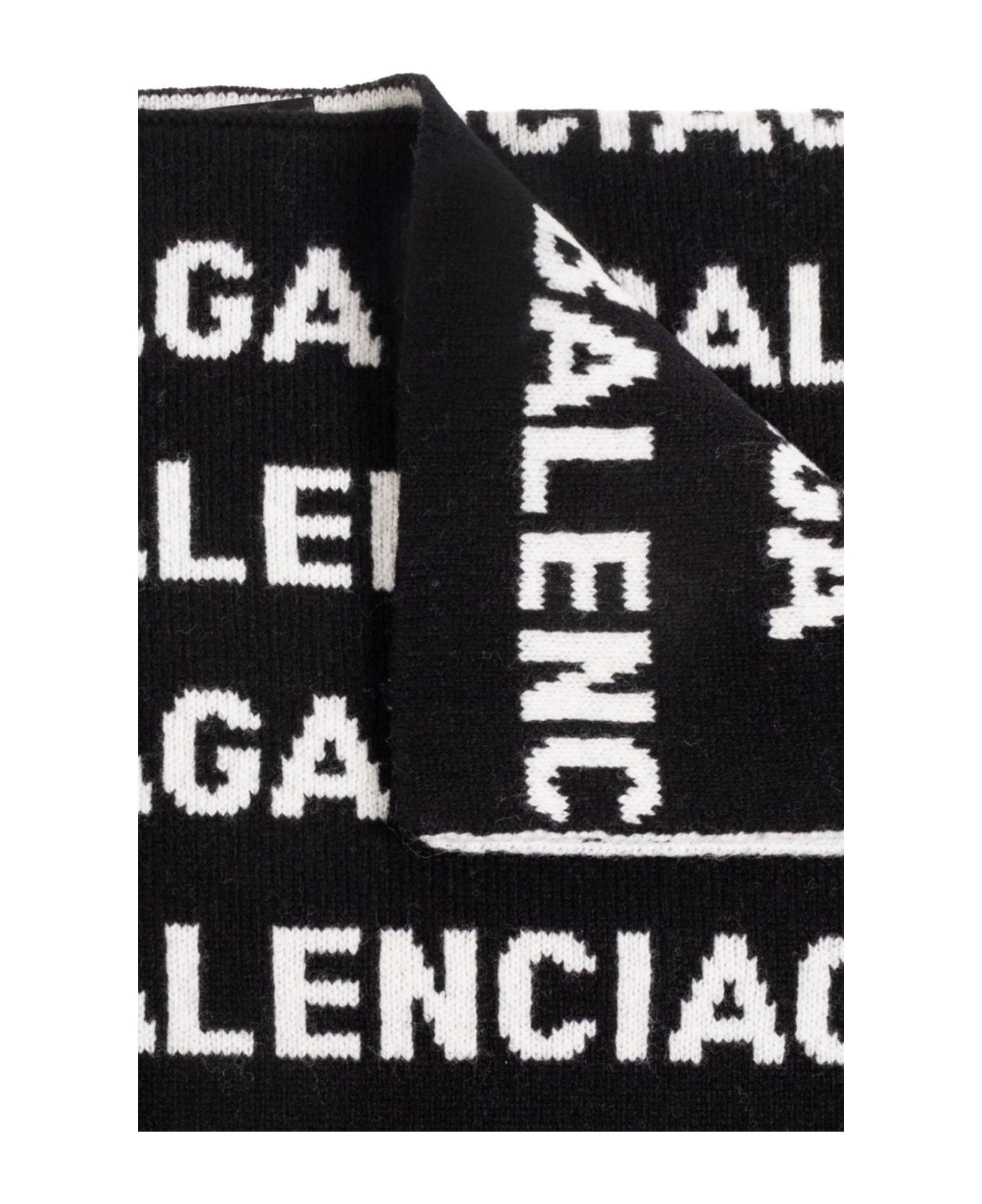 Balenciaga Logo Intarsia Scarf - BLACK スカーフ＆ストール
