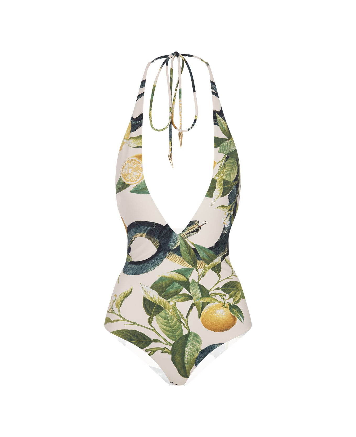 Roberto Cavalli Ivory Bodysuit With Lemons Print - White