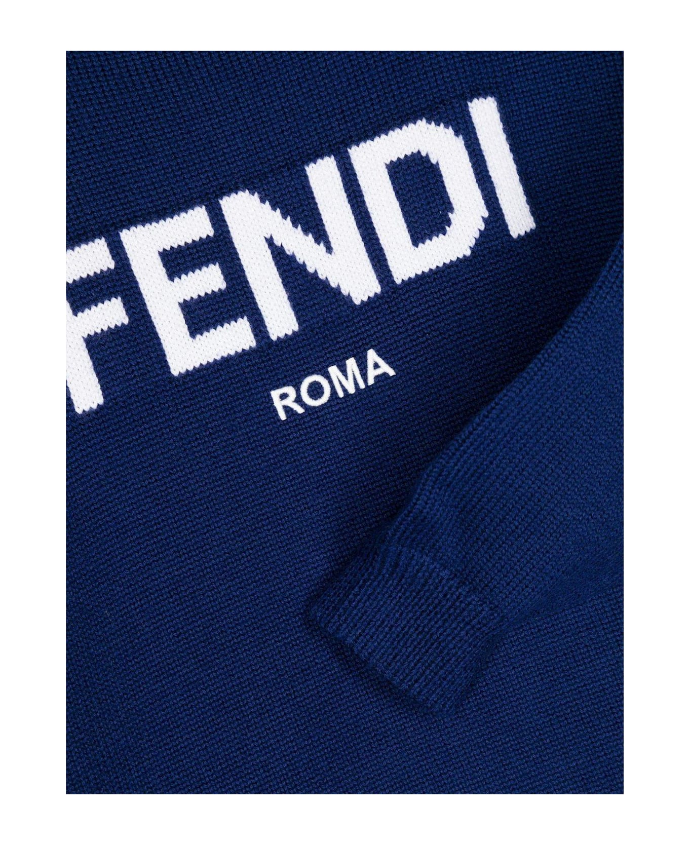 Fendi Logo Lettering Crewneck Jumper - Blu