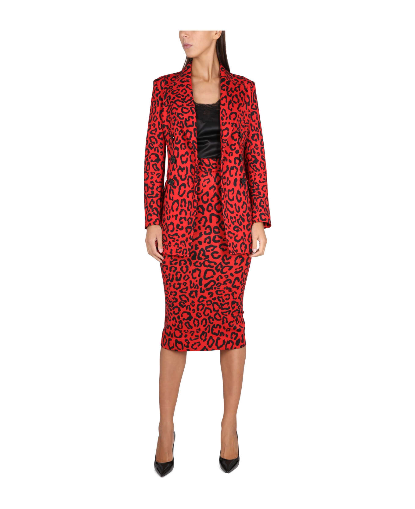 Dolce & Gabbana Ladderproof Jersey Skirt - ROSSO