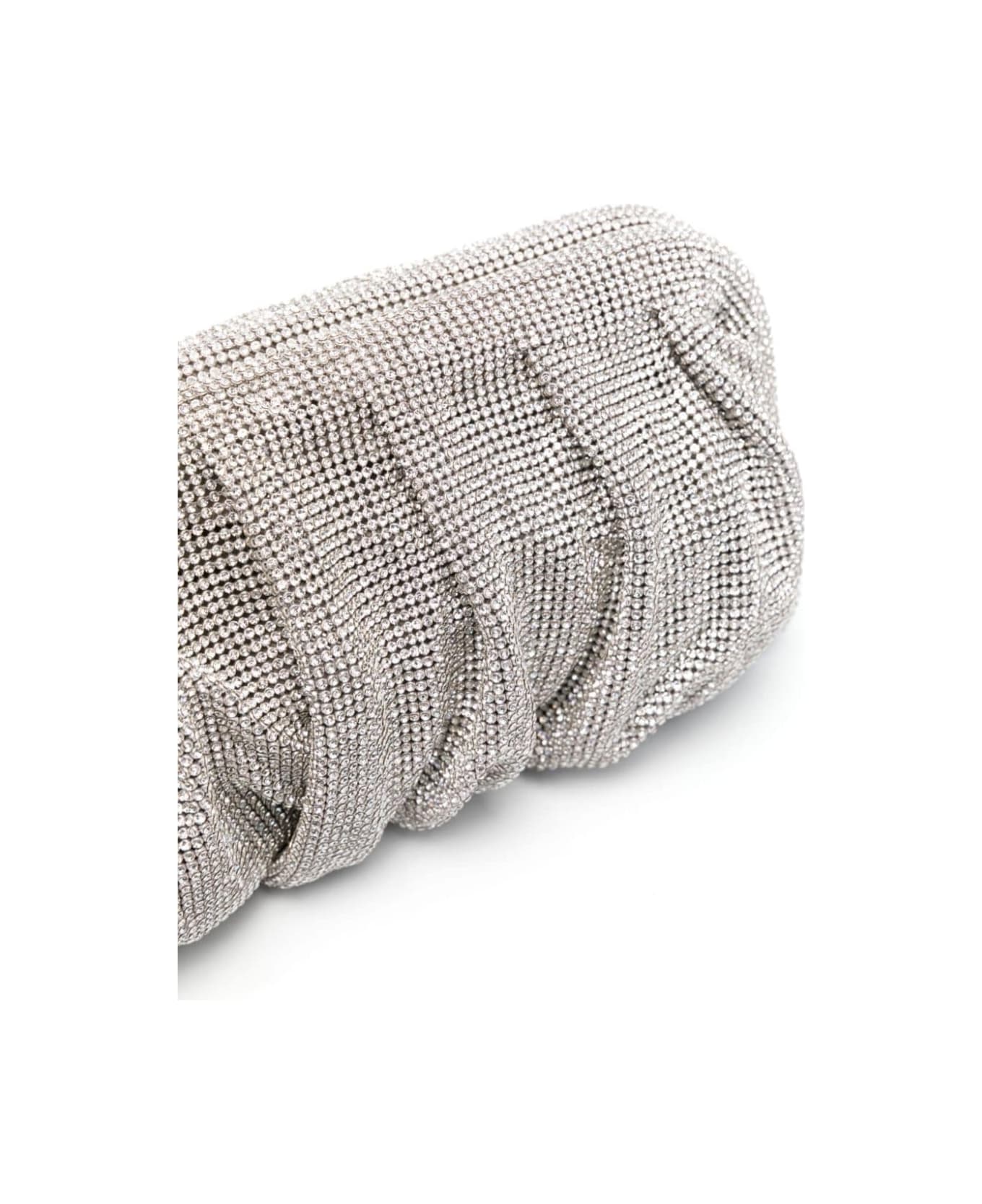 Benedetta Bruzziches 'venus La Grande' Silver Clutch Bag In Fabric With Allover Crystals Woman - Metallic クラッチバッグ