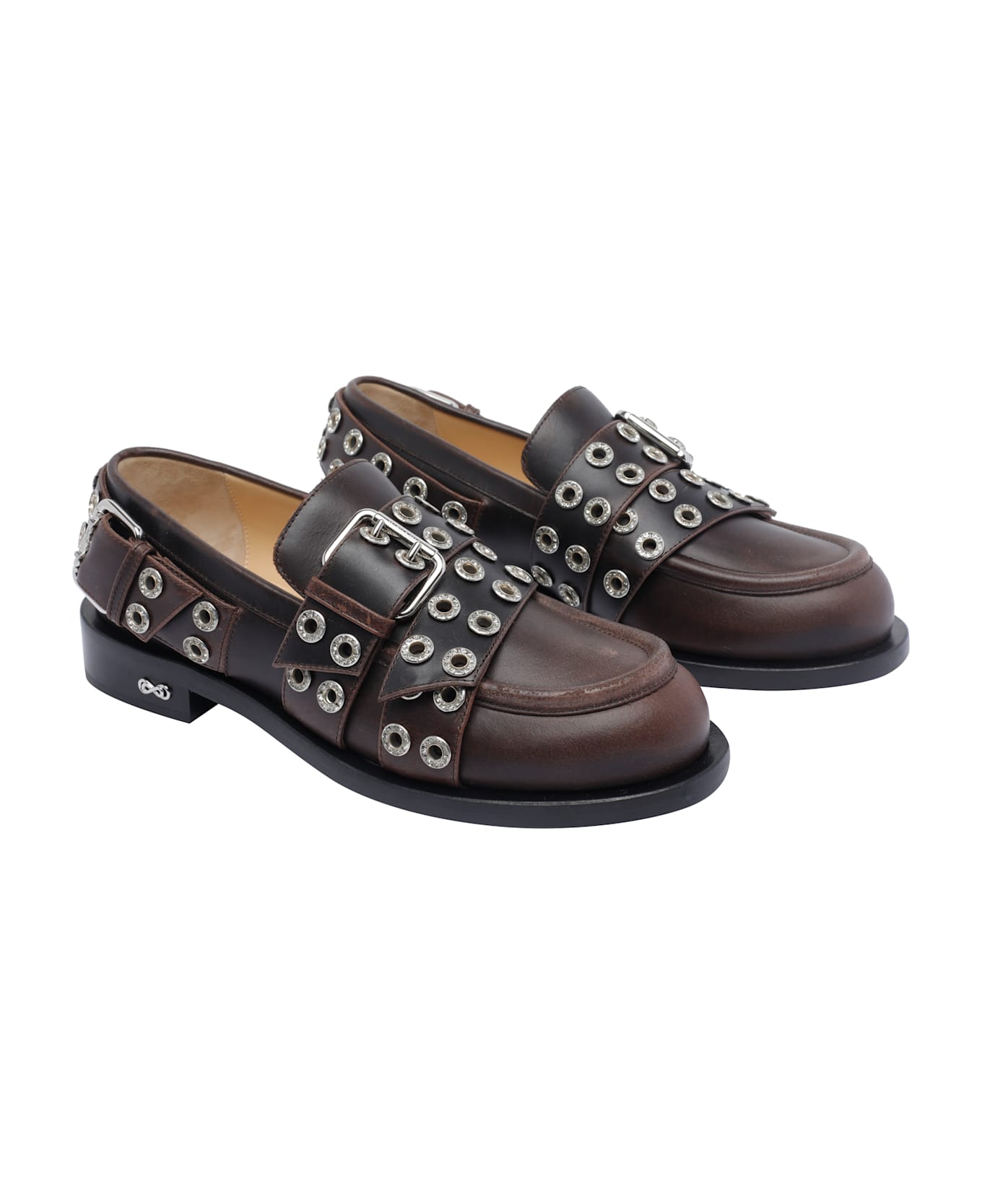 Mach 
Mach Buckle Belt Vintage Loafers - Brown