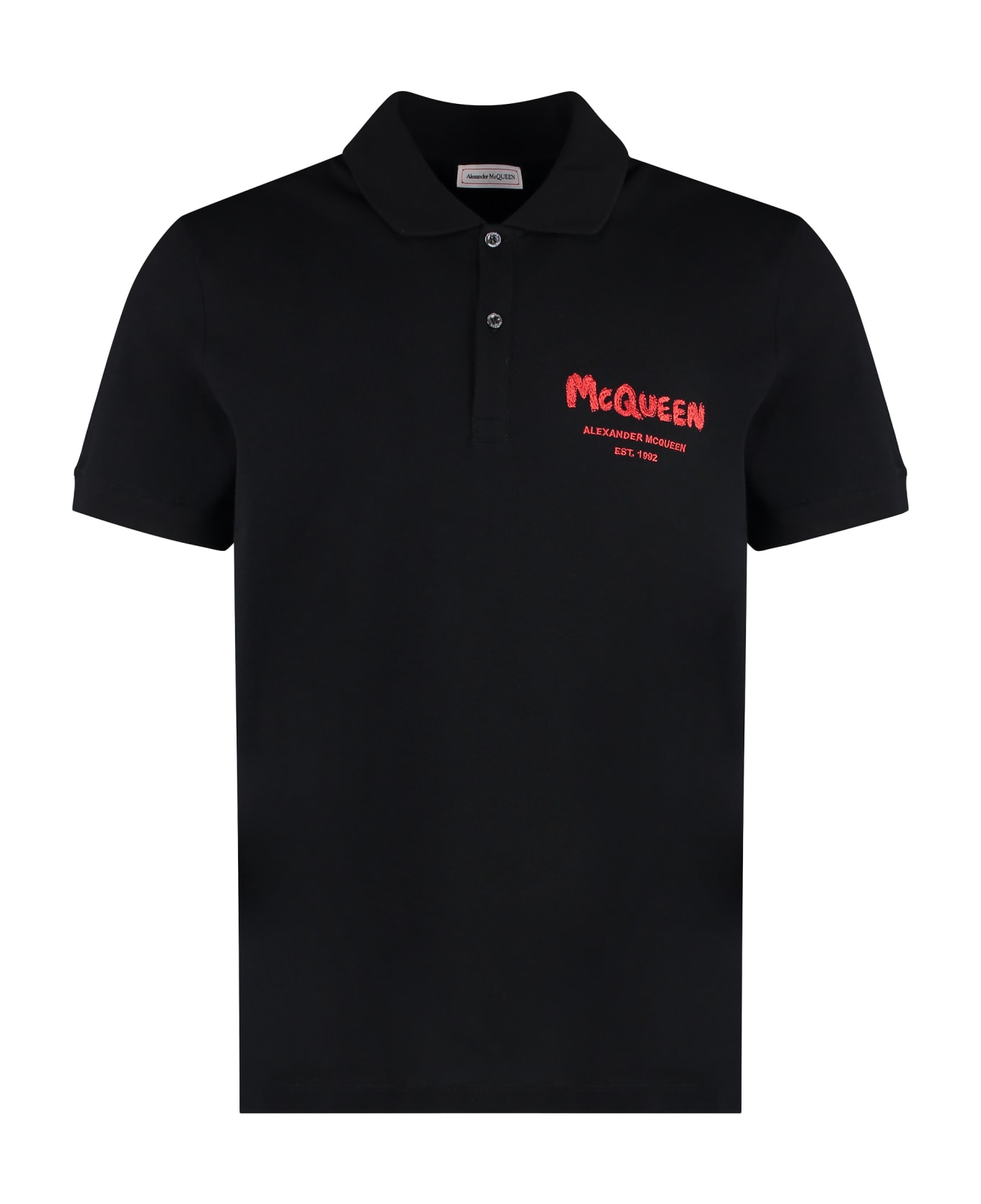 Alexander McQueen Cotton Piqué Polo Shirt - black