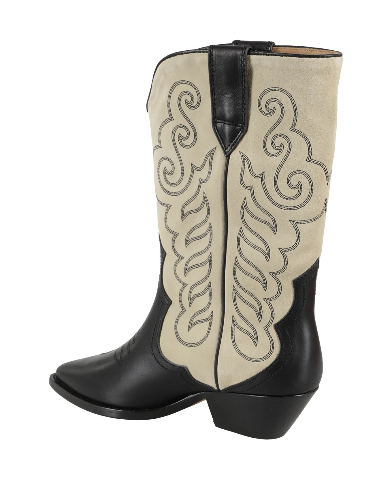 Isabel Marant Black And Beige Suede Western Boots - Black Ecru Bkec