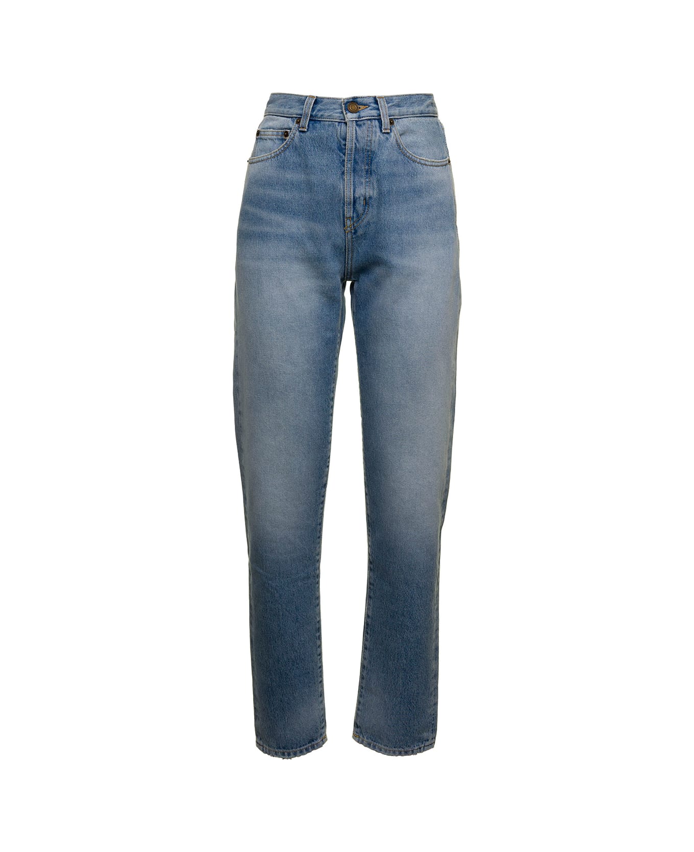 Saint Laurent Woman's High Waist Slim Fit Denim Jeans - Blu デニム
