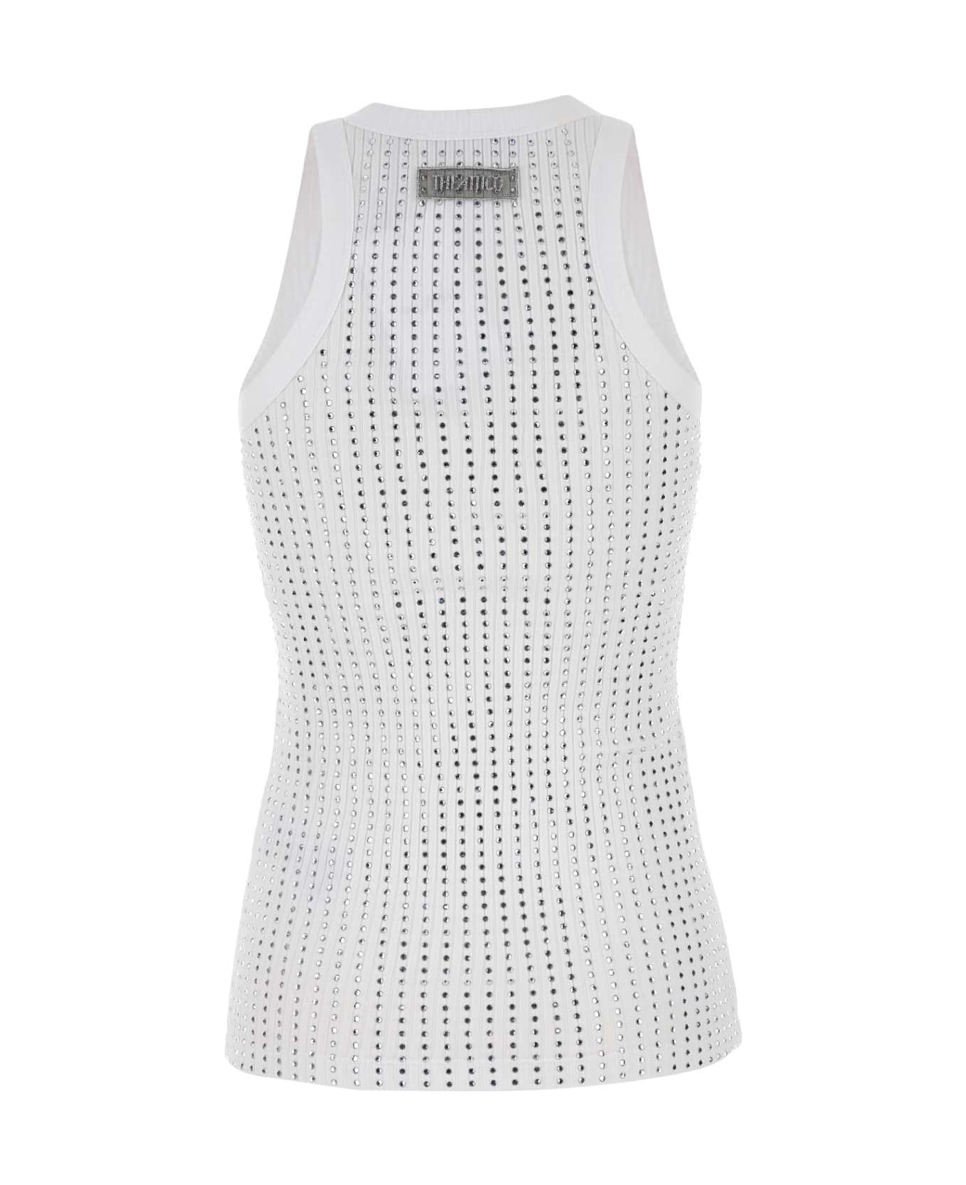 The Attico Embellished Cotton Tank Top - White