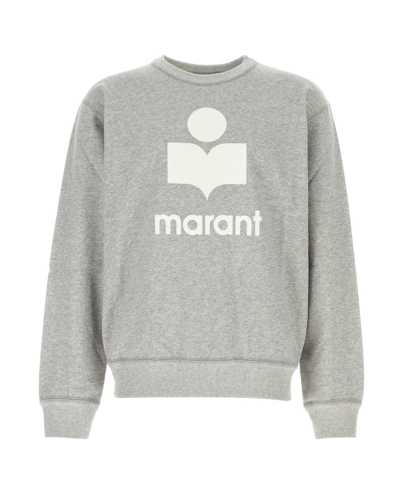 Isabel Marant Melange Grey Cotton Blend Oversize Mikoy Sweatshirt - GREYWHITE