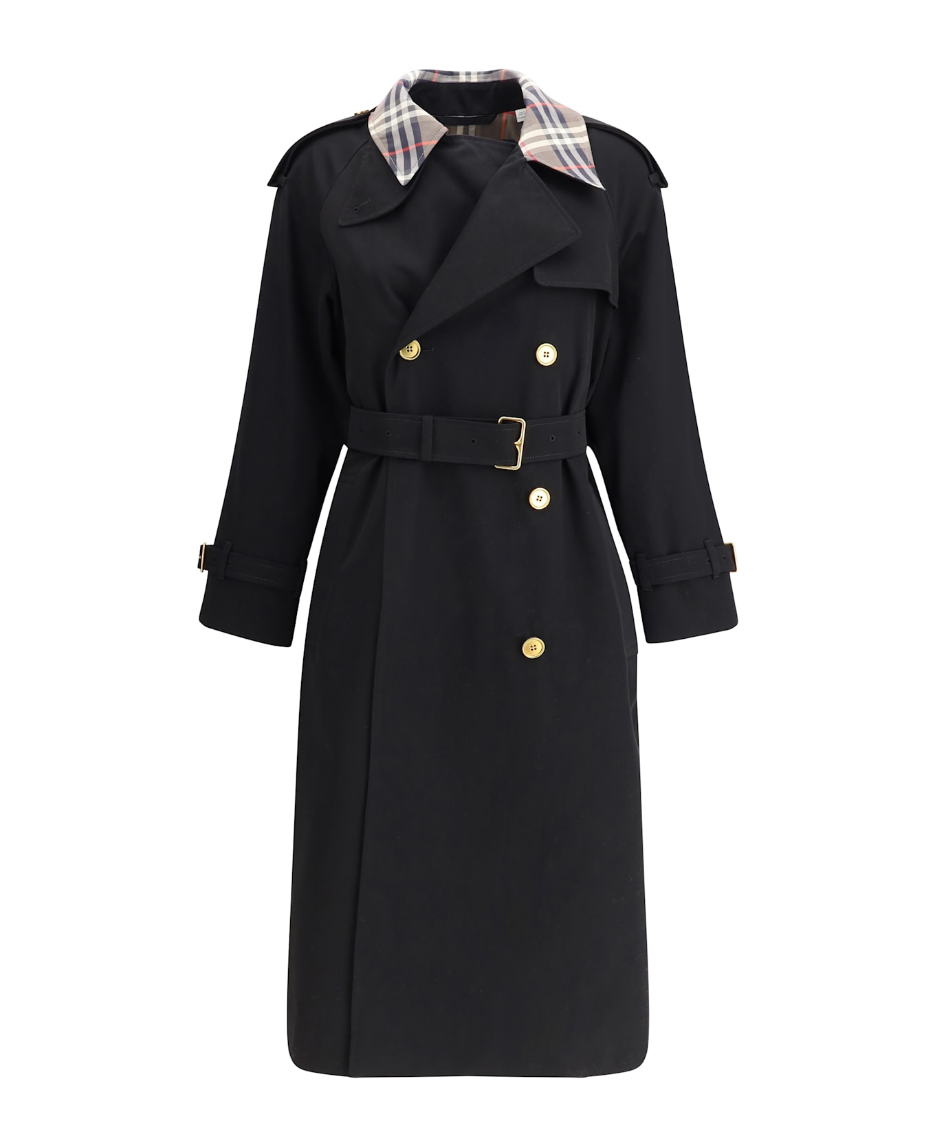 Burberry Castleford Long Trench Coat With Check Collar