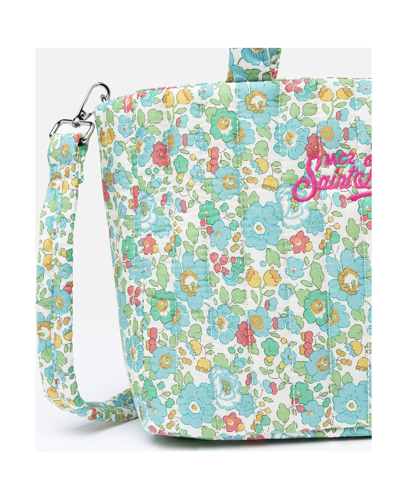 MC2 Saint Barth Betsy Quilted Soft Tote Mid Bag | Made With Liberty Fabric - GREEN