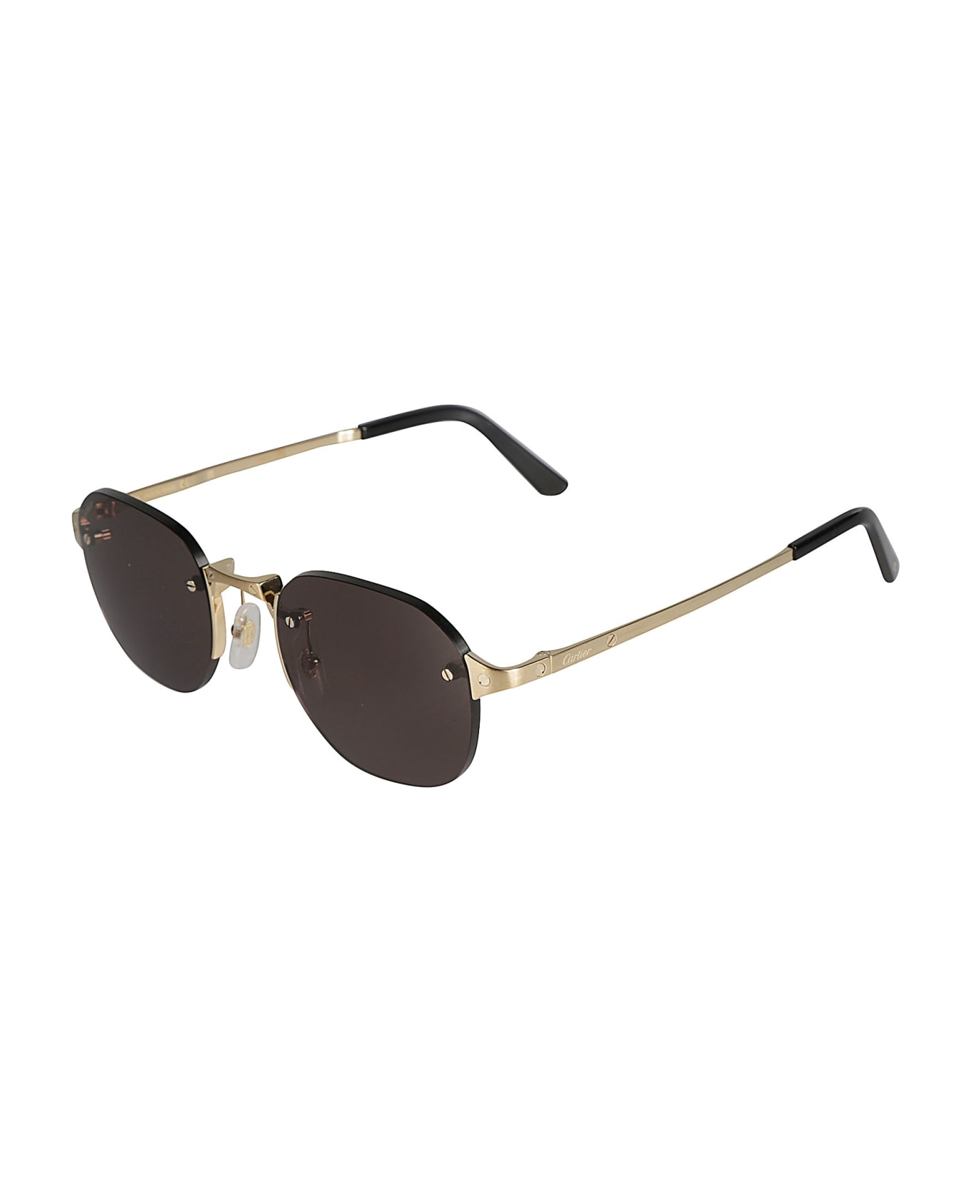 Cartier Eyewear Logo Sided Rimless Sunglasses - Gold/Grey