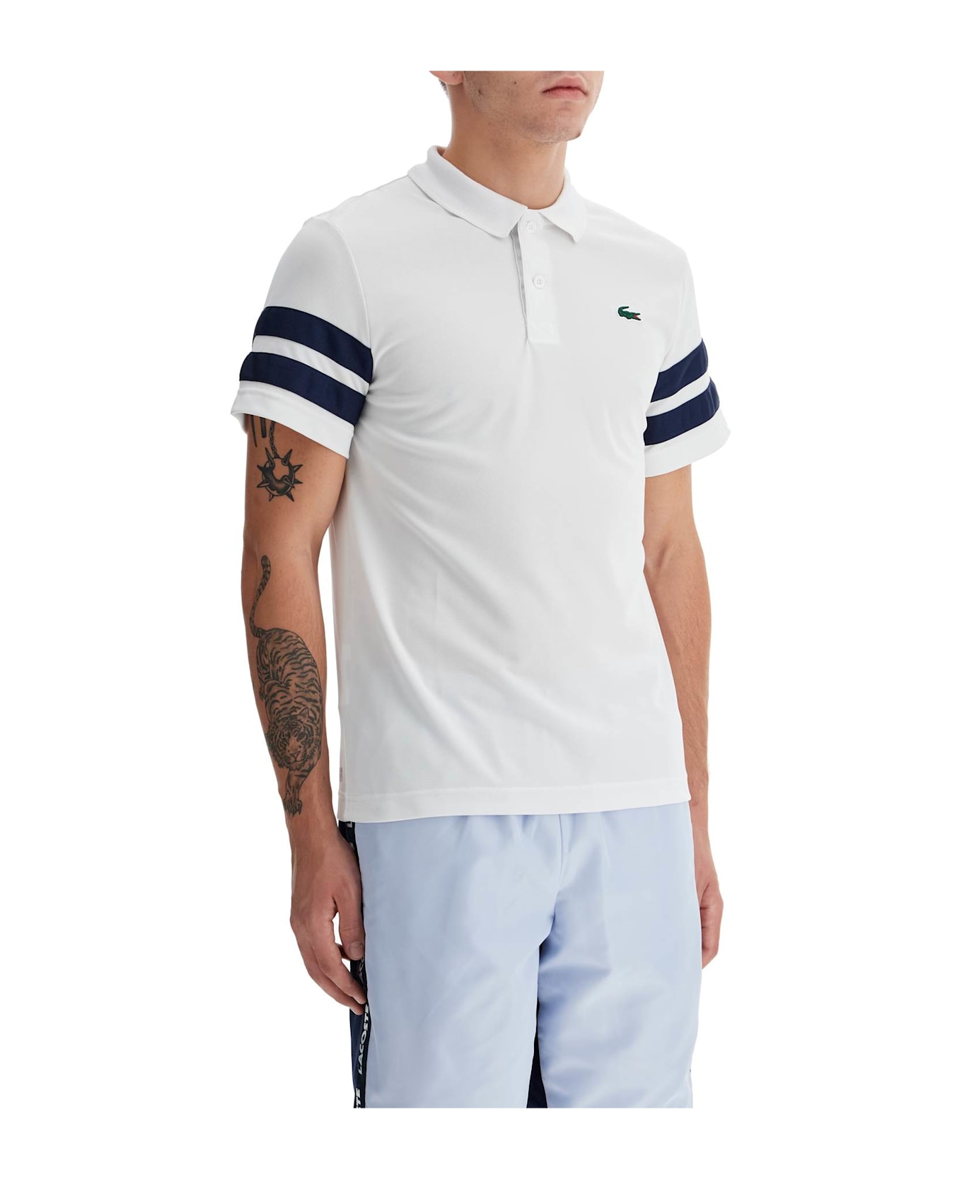 Lacoste Ultra-dry Sport Polo - WHITE NAVY BLUE (White)