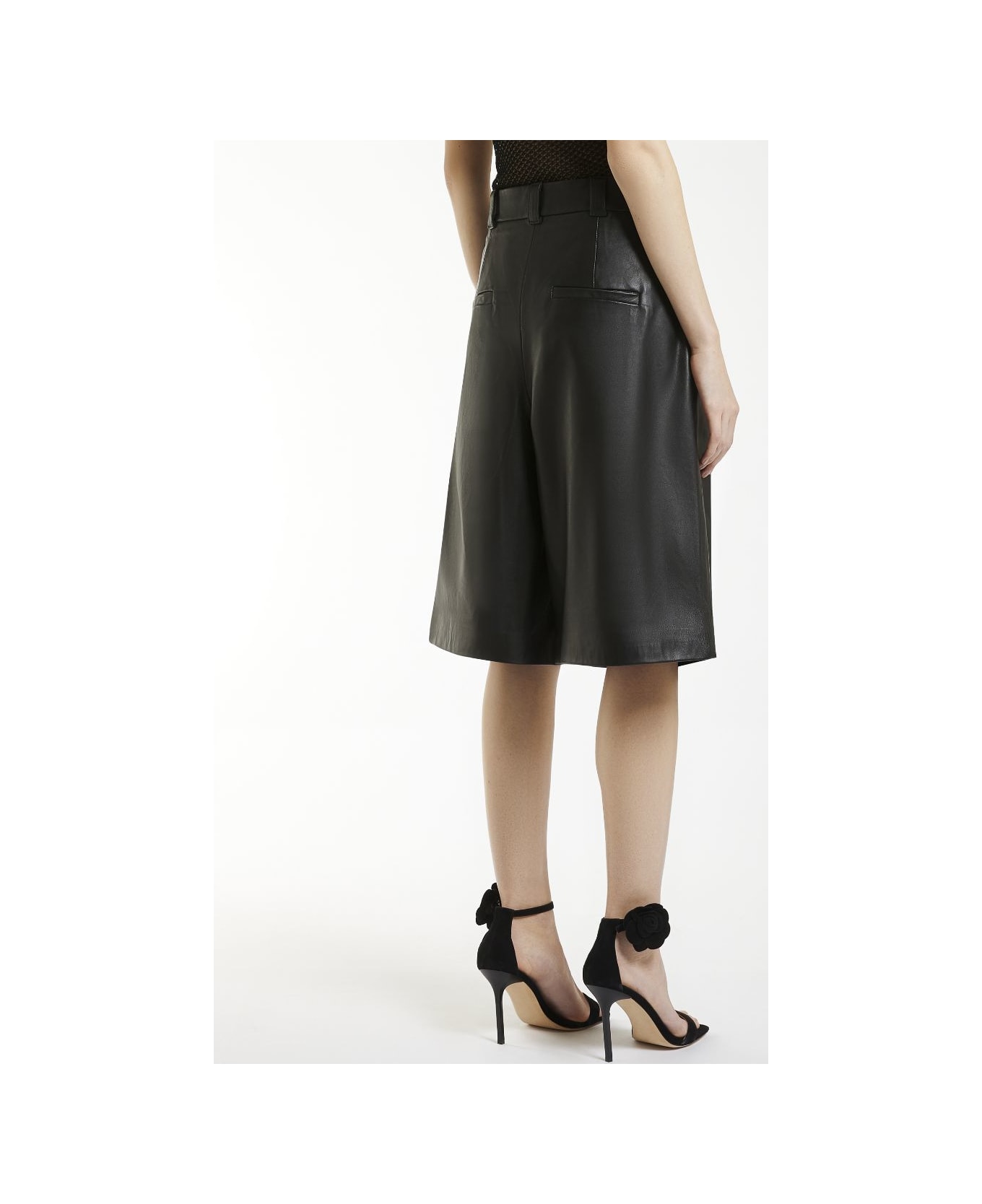 Marella Leather Maxi Bermuda Shorts