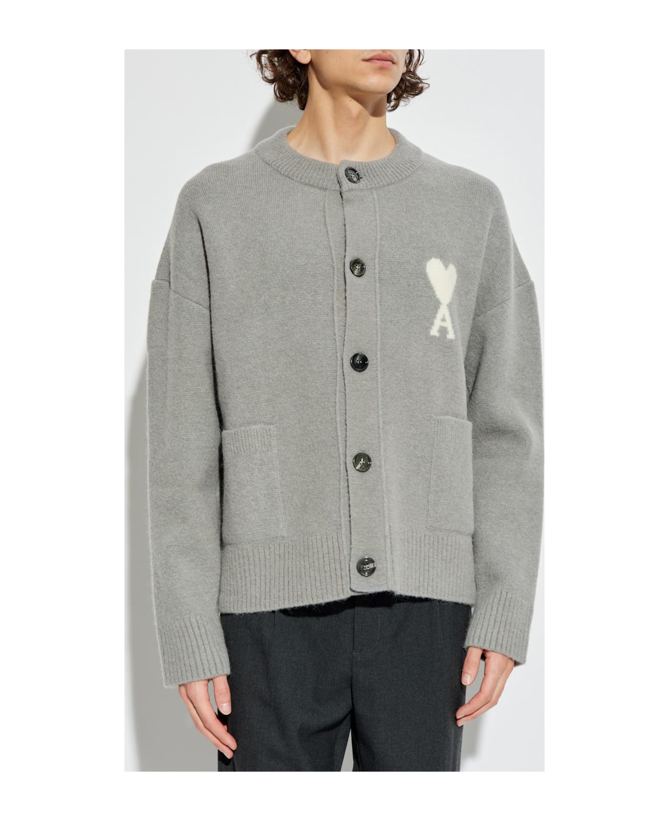 Ami Alexandre Mattiussi Cardigan With Logo - GREY
