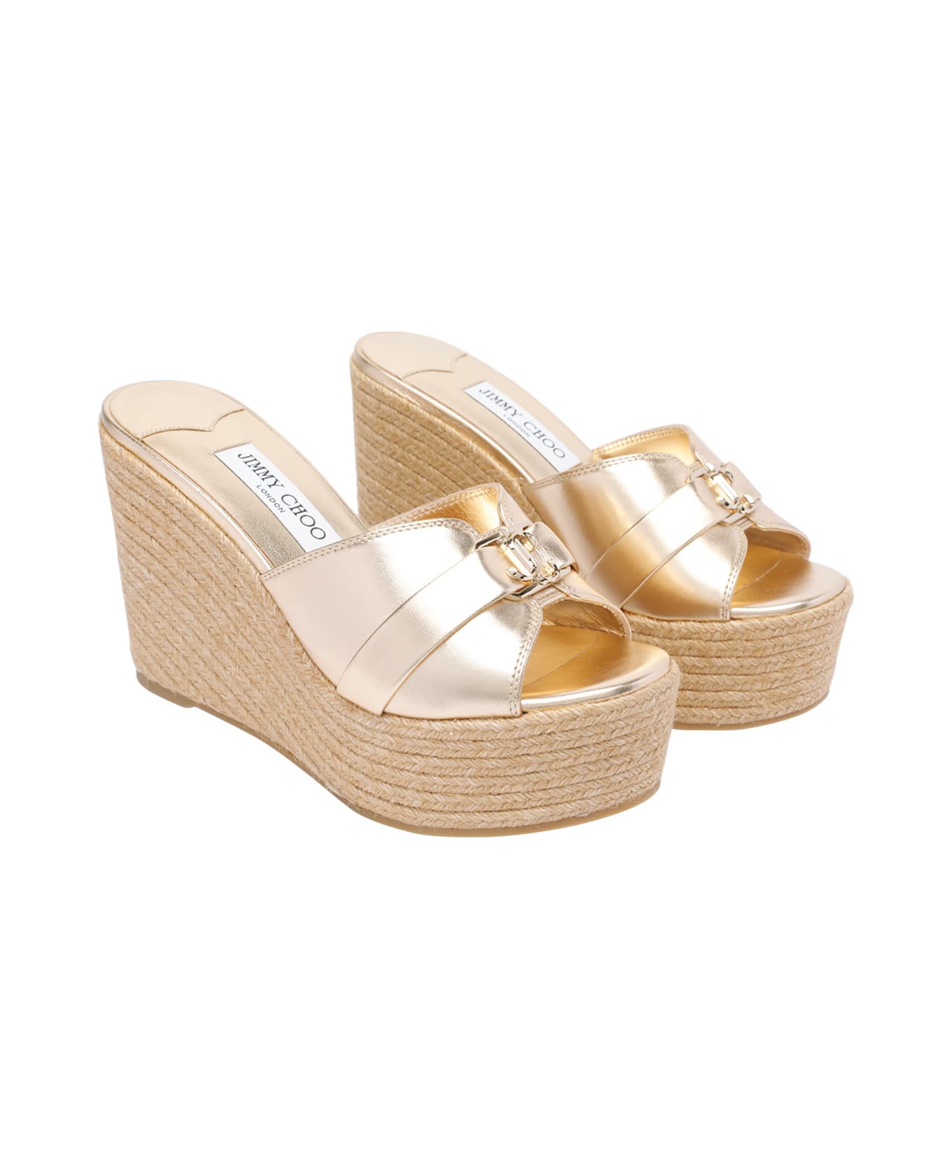 Jimmy Choo Leda Wedge Sandals - Golden