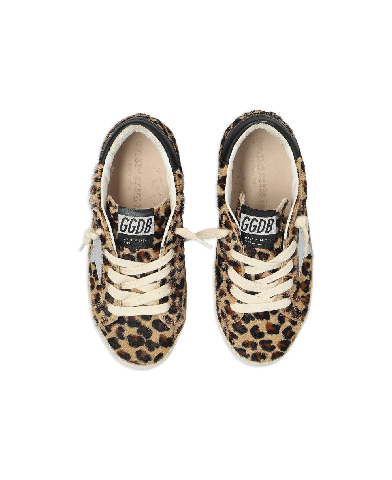 Golden Goose Kids Super-star Classic Sneakers With Leopard Print Lining - Brown