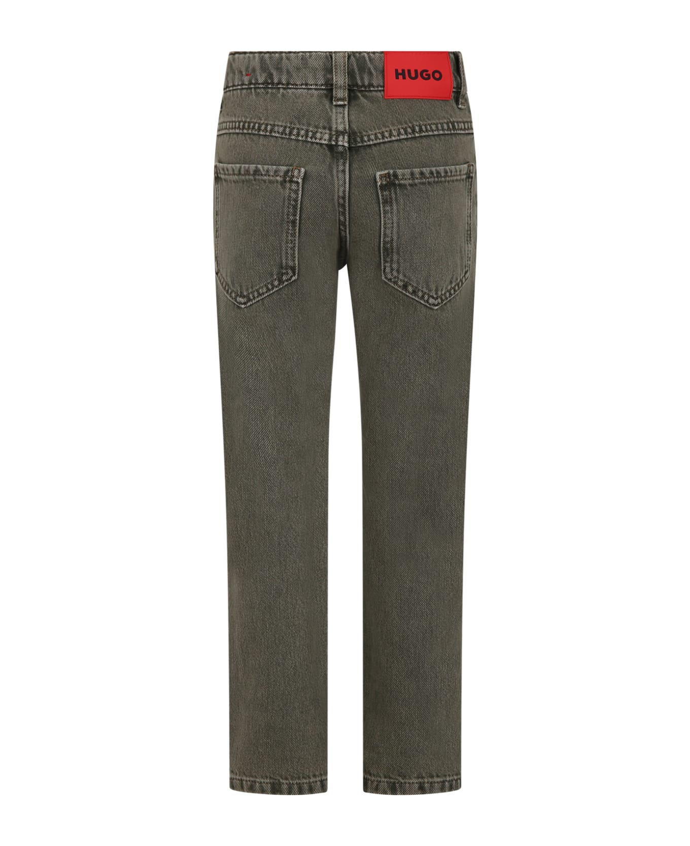 Hugo Boss Green Jeans For Boy With Logo - Green ボトムス