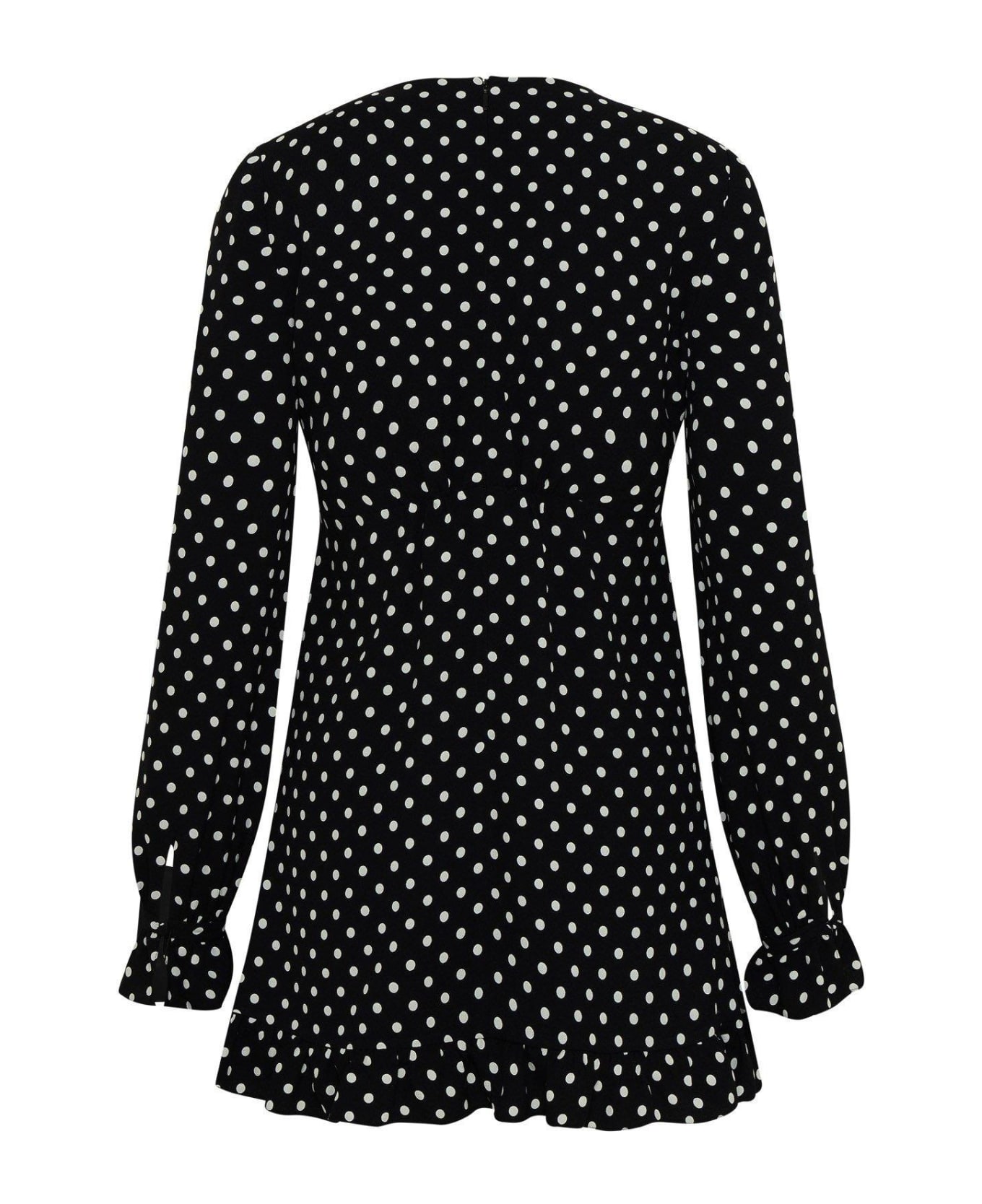 Saint Laurent V-neck Polka-dot Mini Dress - BLACK ワンピース＆ドレス