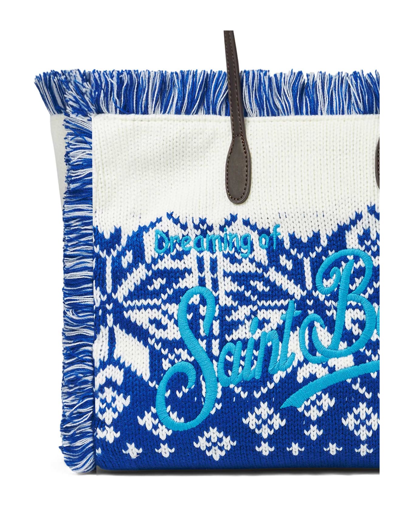 MC2 Saint Barth Vanity Wooly Shoulder Bag With Nordic Pattern - BLUE