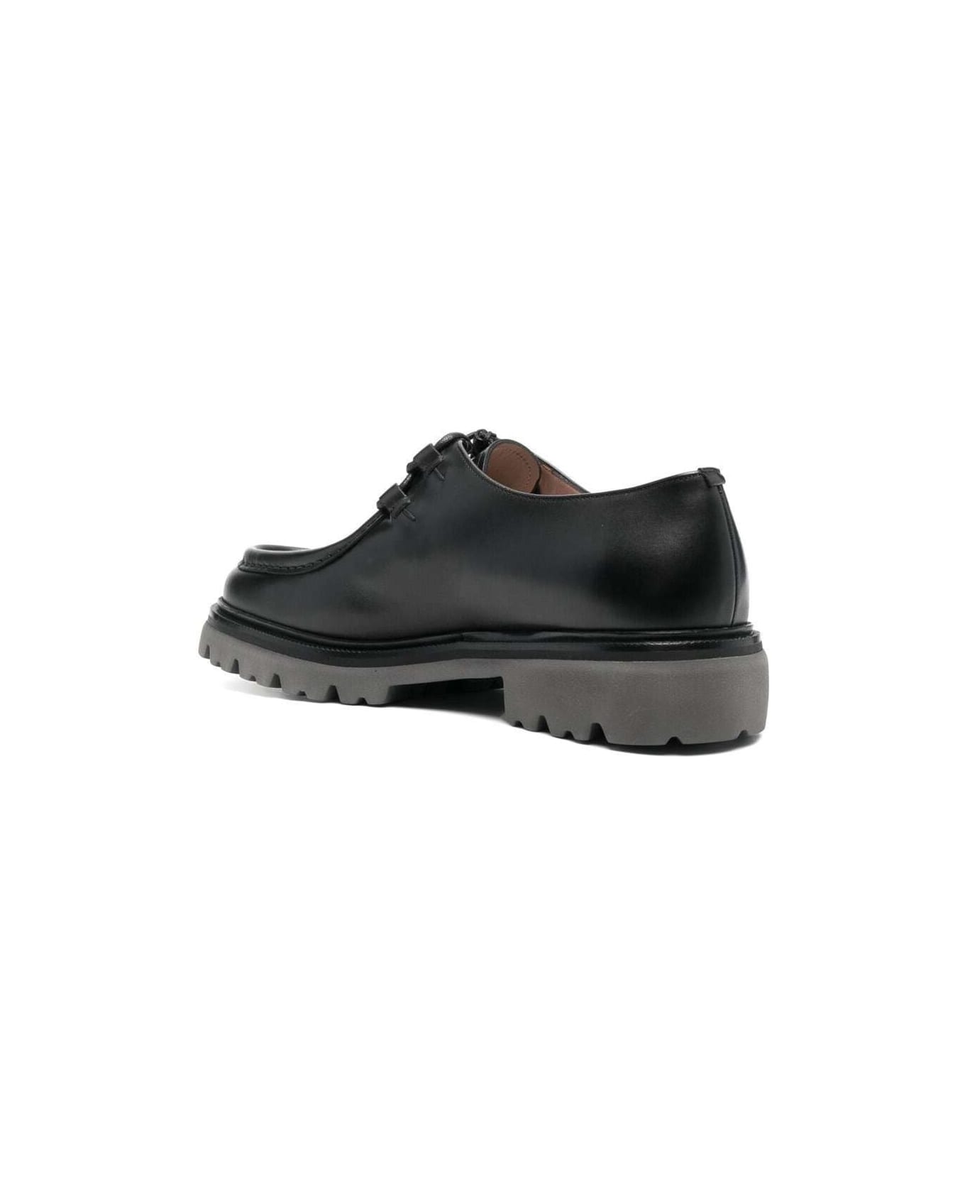 Ferragamo 'italo' Black Lace-up Loafers In Polished Loafers Man Salvatore Ferragamo - Black