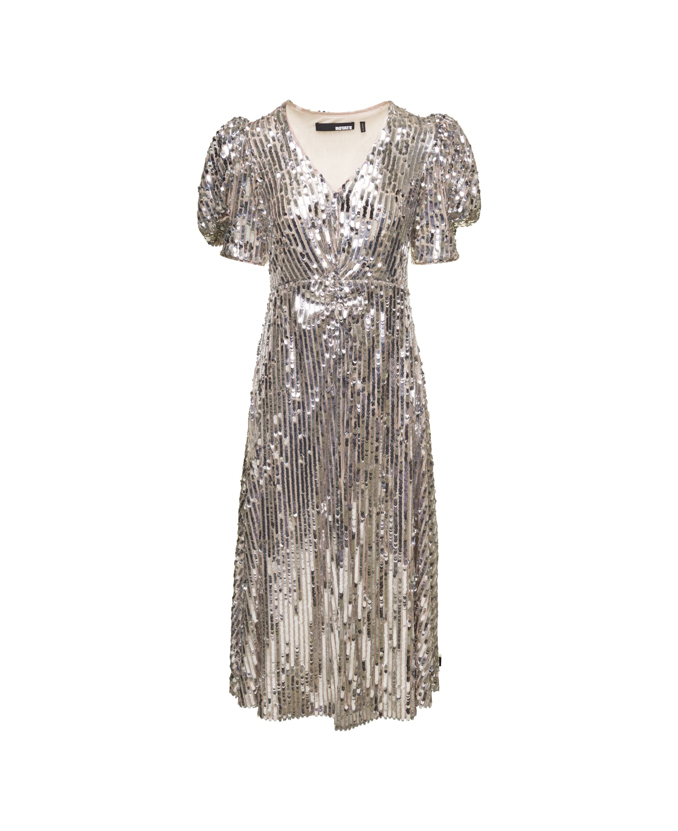 Rotate by Birger Christensen 'sierina' Silver-tone Midi Dress With All-over Sequins Woman Rotate - Metallic