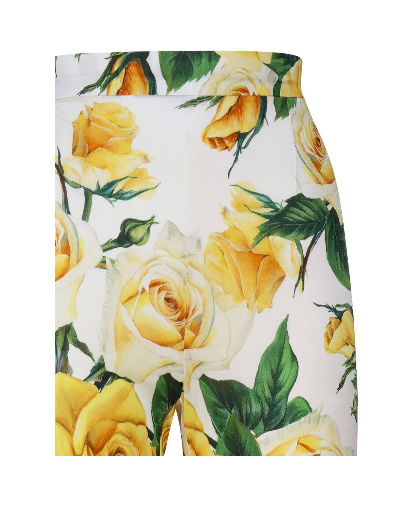 Dolce & Gabbana Rose Printed High Waist Pants - Yellow, green, white