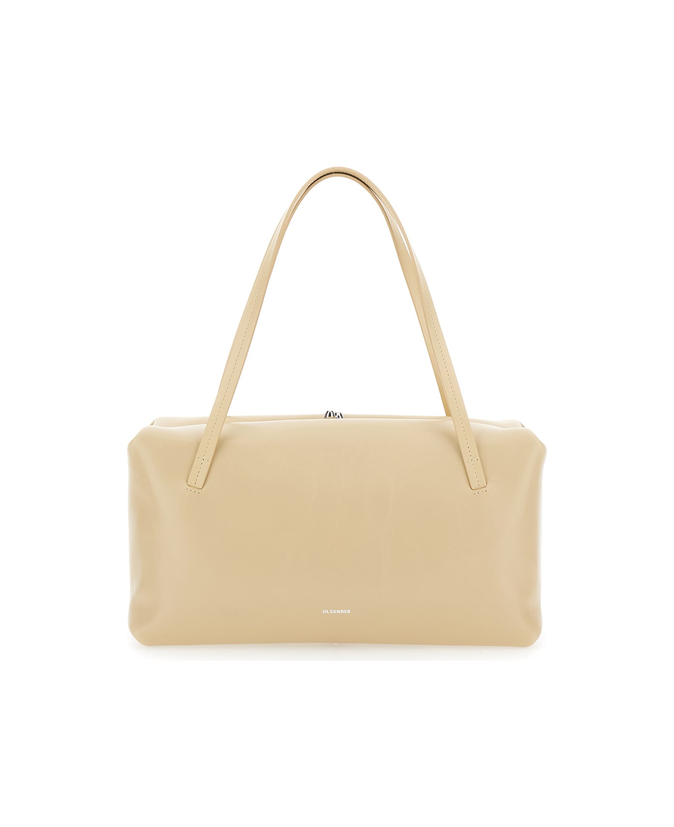Jil Sander 
goji Pillow
 Beige Shoulder Bag With Clasp Closure And Logo Lettering On The Front In Leather Woman - Beige