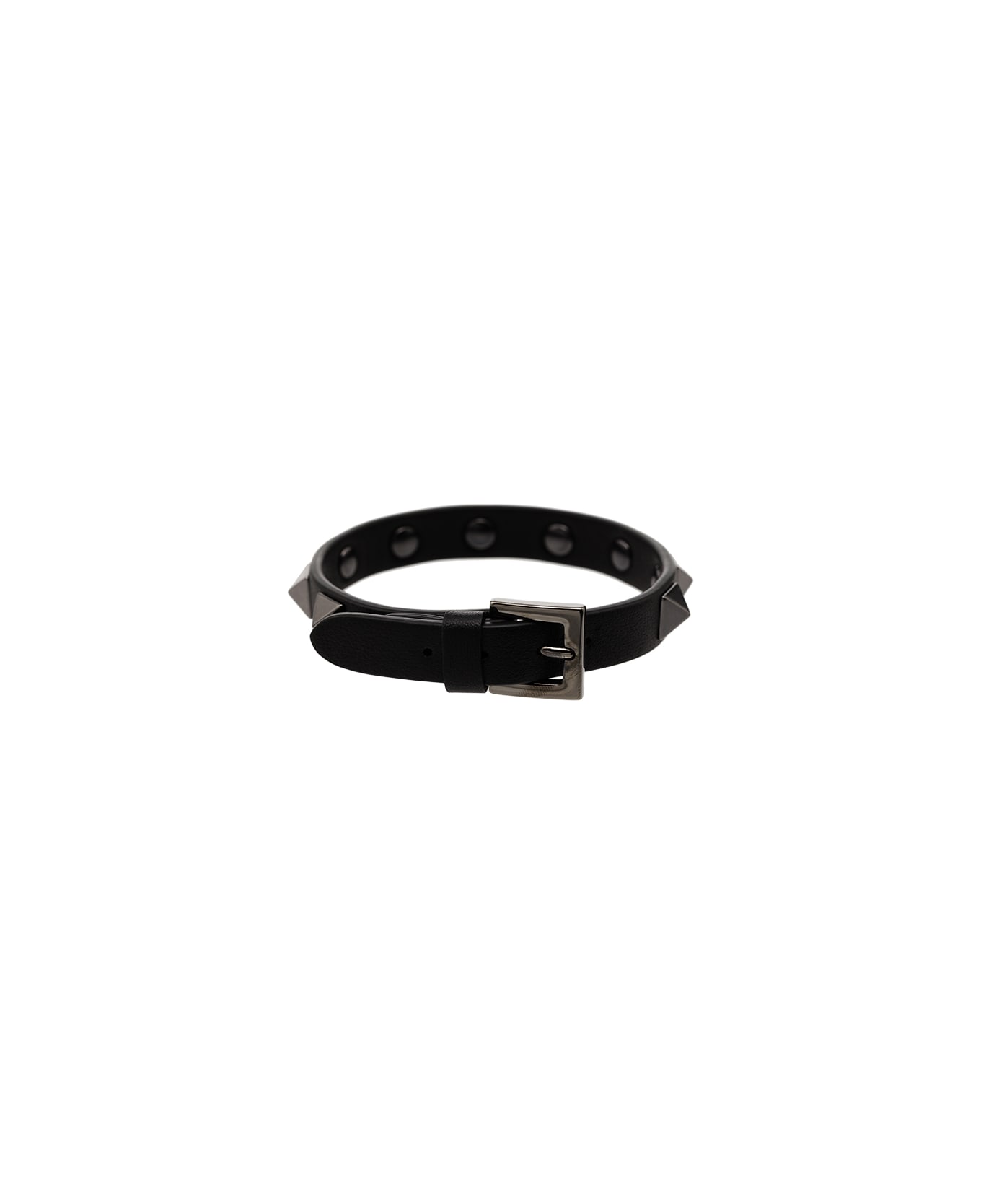 Valentino Garavani Leather Studded Bracelet (8x8mm) - No Nero