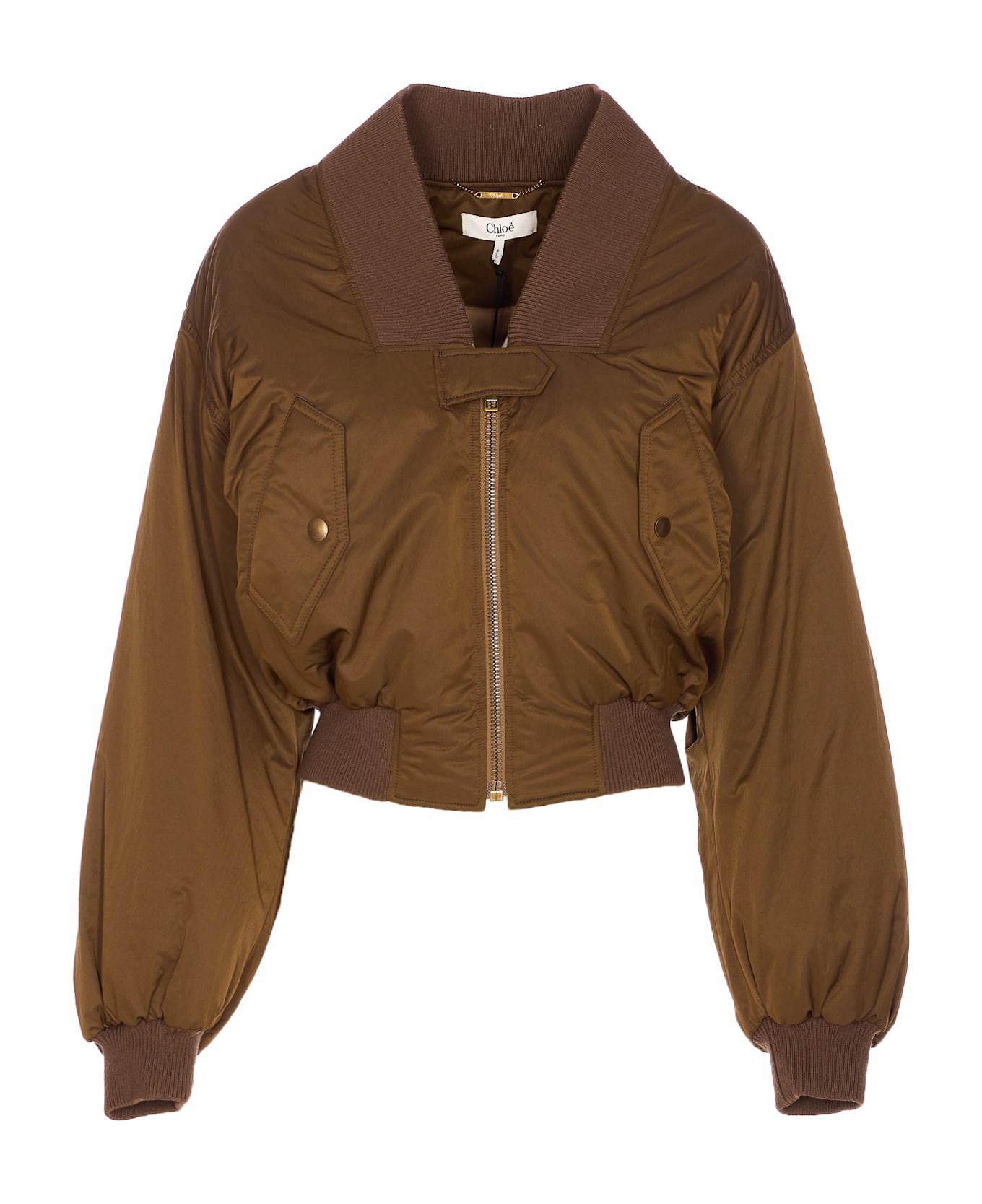 Chloé Nylon Bomber Jacket - Brown