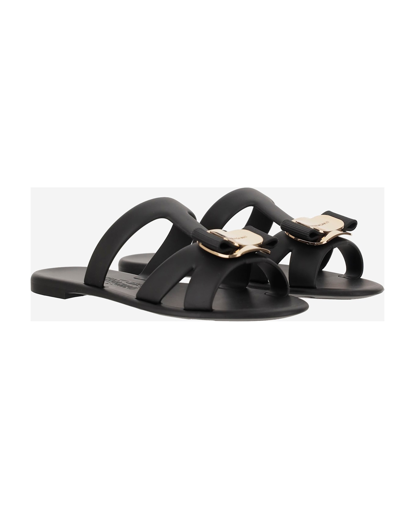 Ferragamo New Vara Rubber Sandals - Black