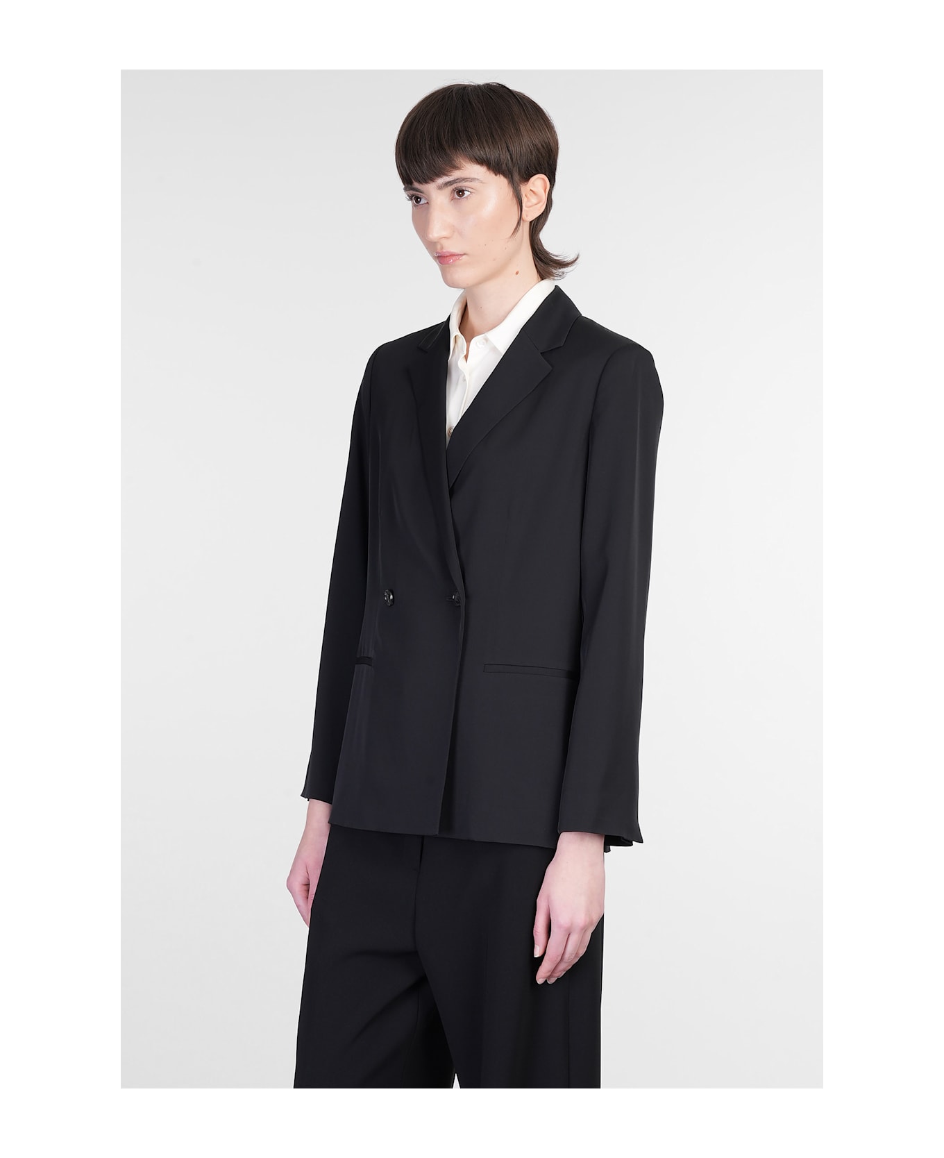 Theory Blazer In Black Silk - black