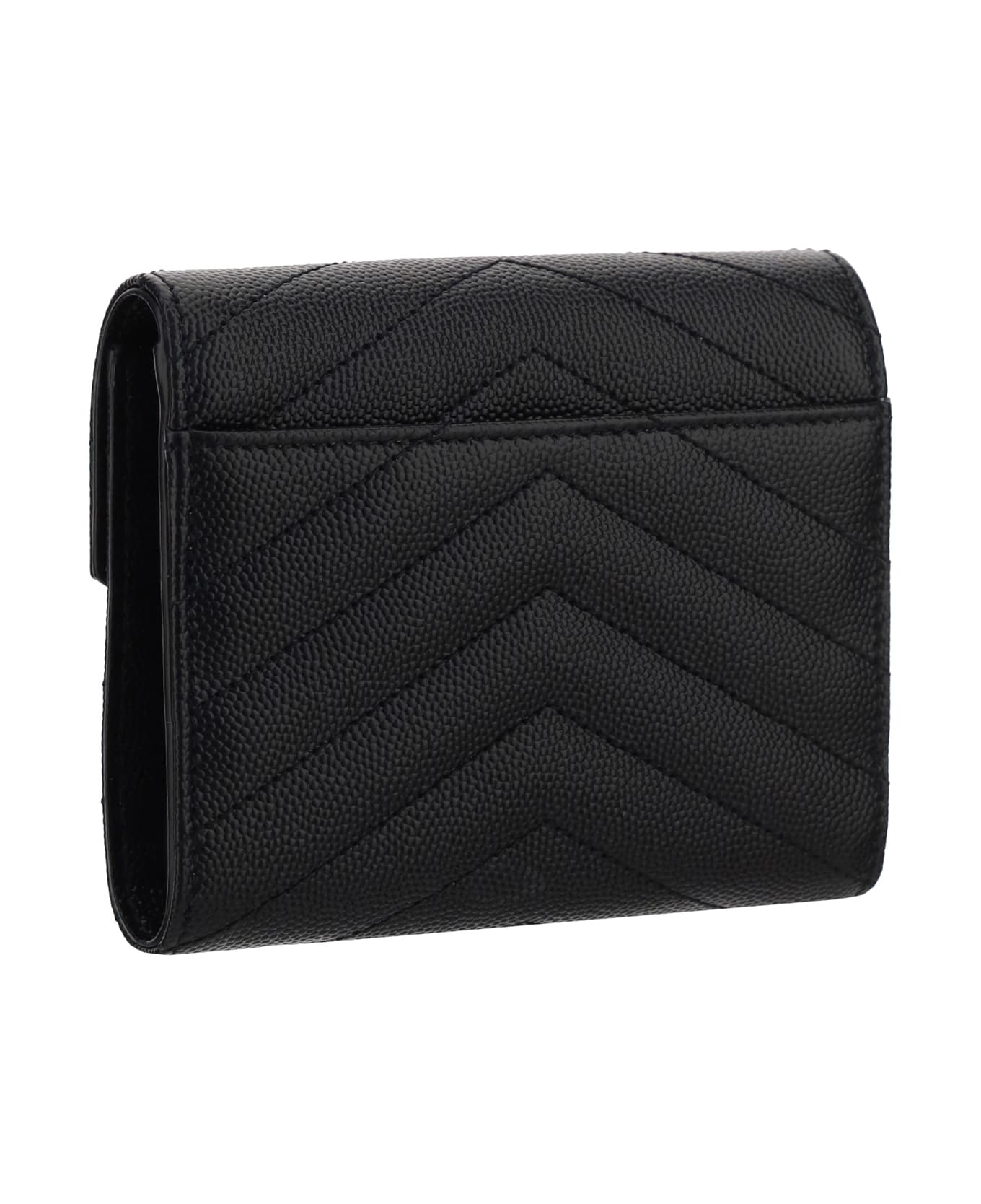 Saint Laurent Cassandre Matelassé Wallet - BLACK