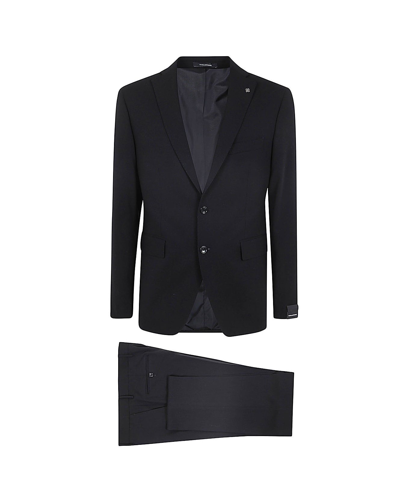 Tagliatore Crepe Effect Classic Suit - Black
