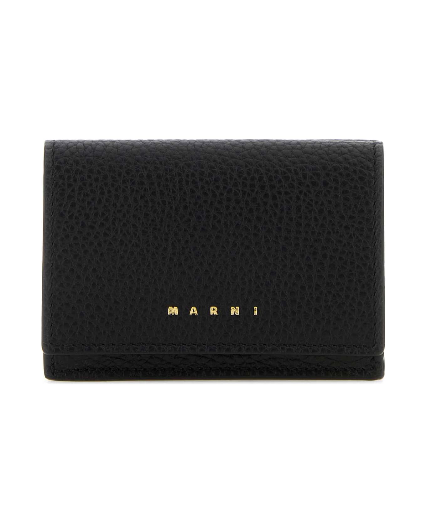 Marni Black Leather Wallet - BLACKSPHERICALGREEN