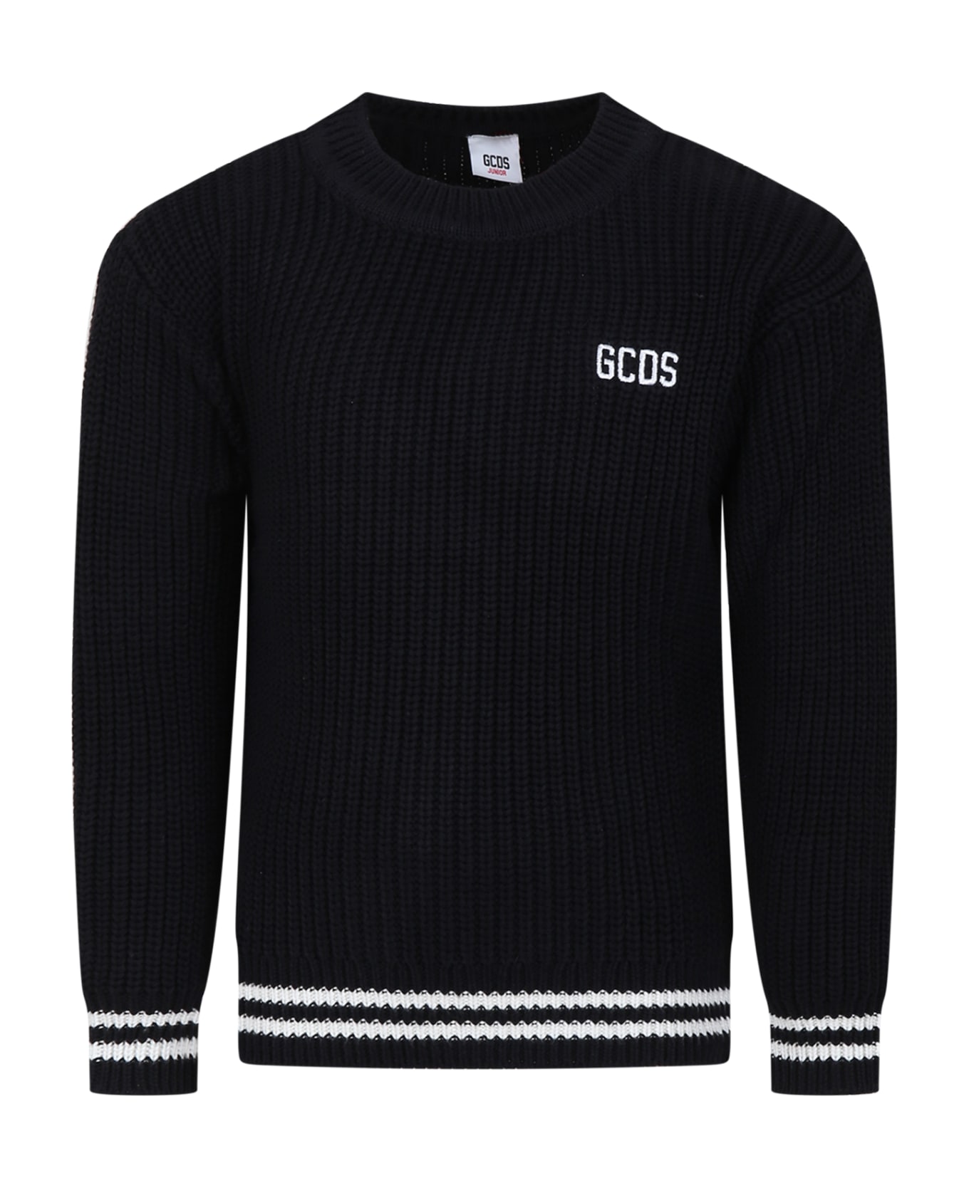 GCDS Mini Black Sweater For Boy With Logo - Black