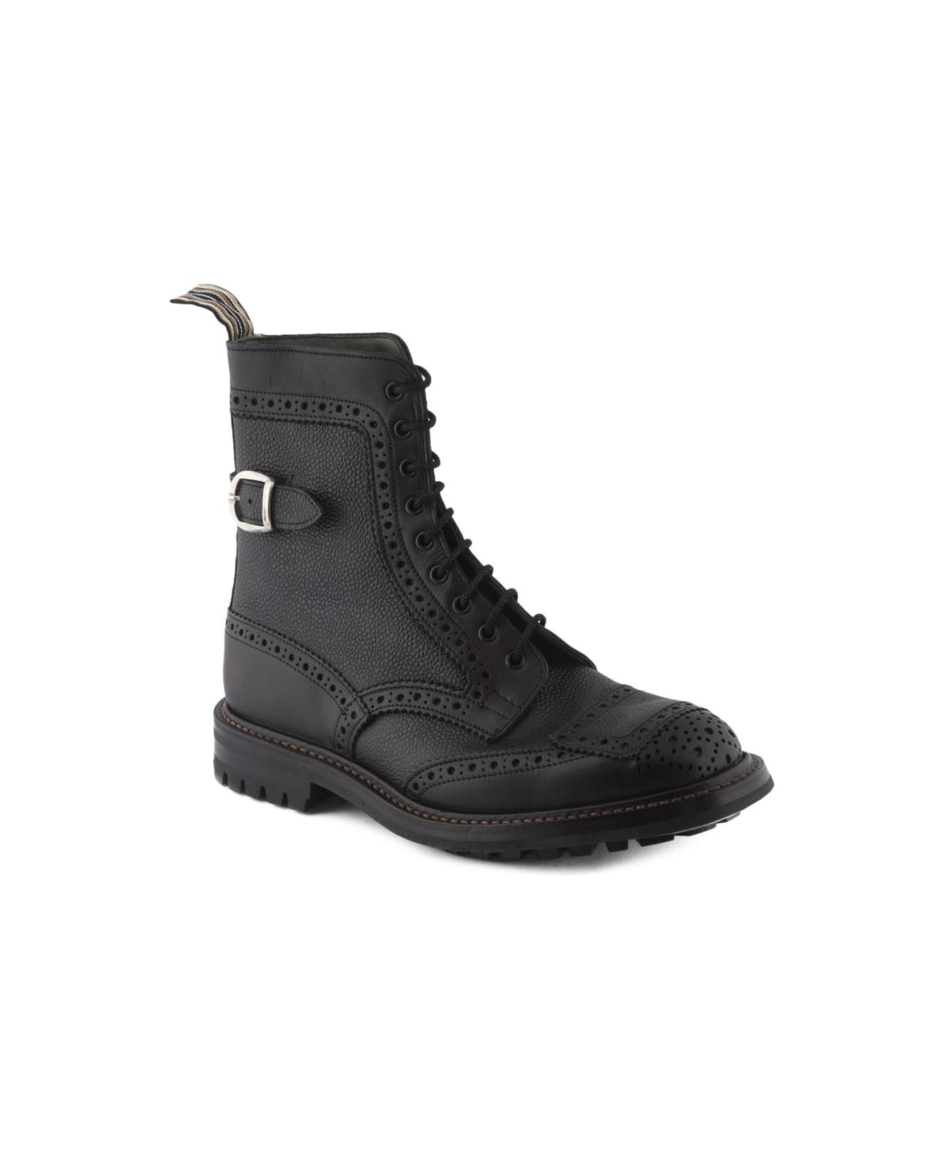 Tricker's Sheene 7565 Black Grain Calf Derby Boot - Nero ブーツ