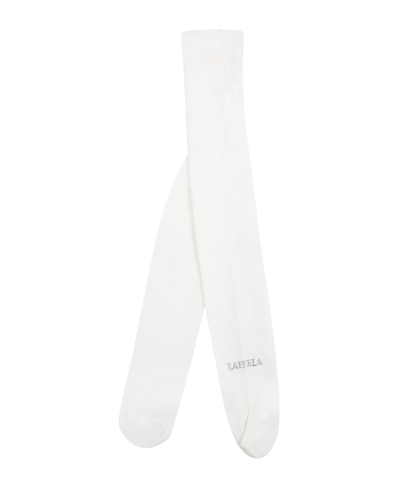 La Perla Ivory Tights For Girl With Strass - Ivory アンダーウェア