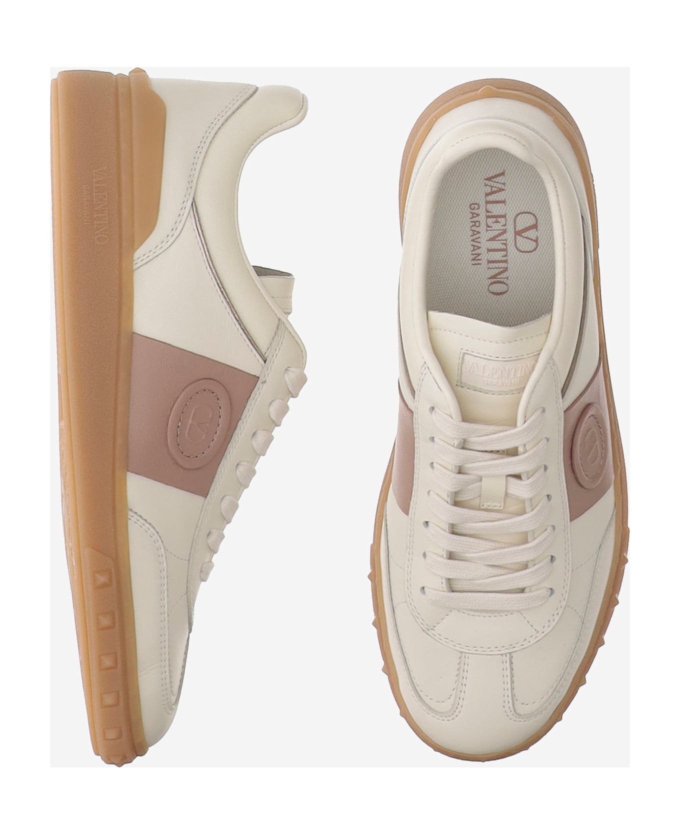 Valentino Garavani Upvillage Leather Sneakers - Ivory