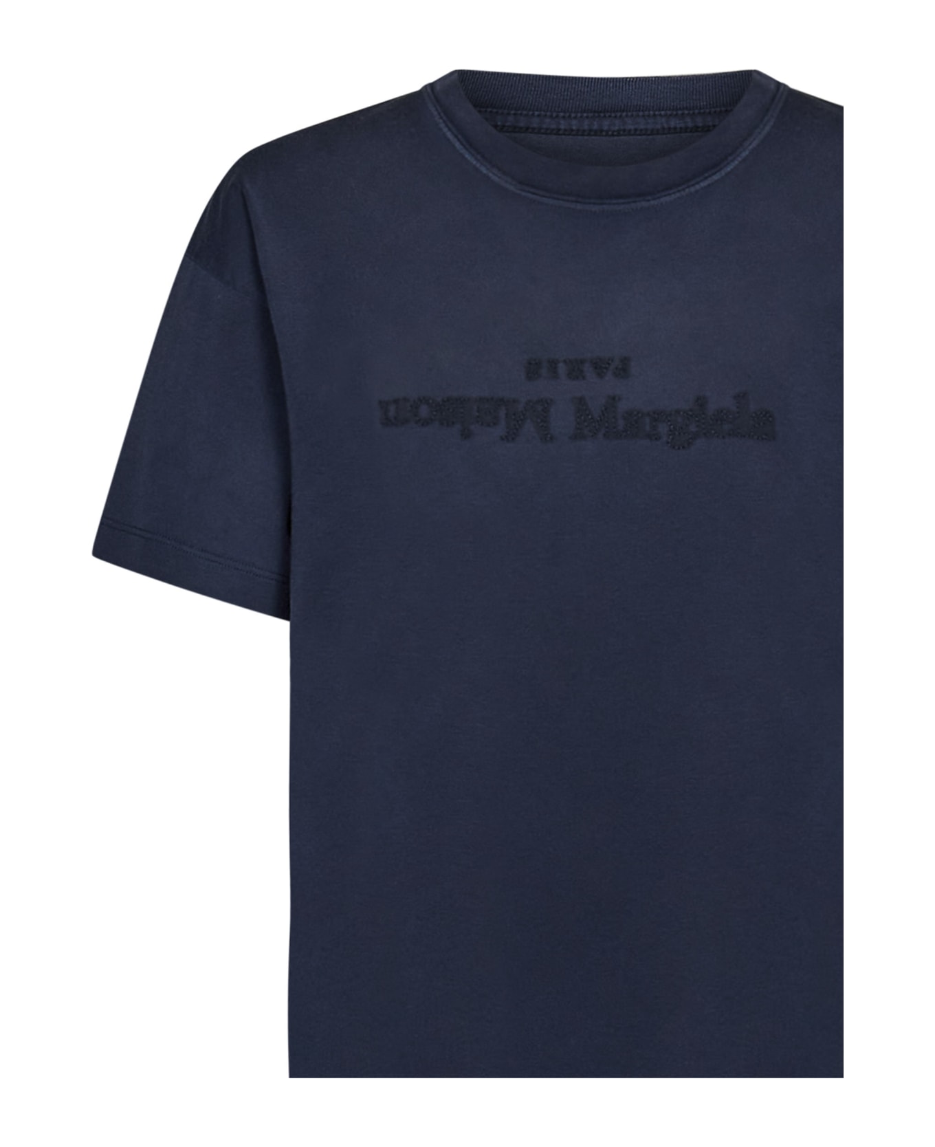 Maison Margiela Cotton T-shirt With Logo - Blue Tシャツ